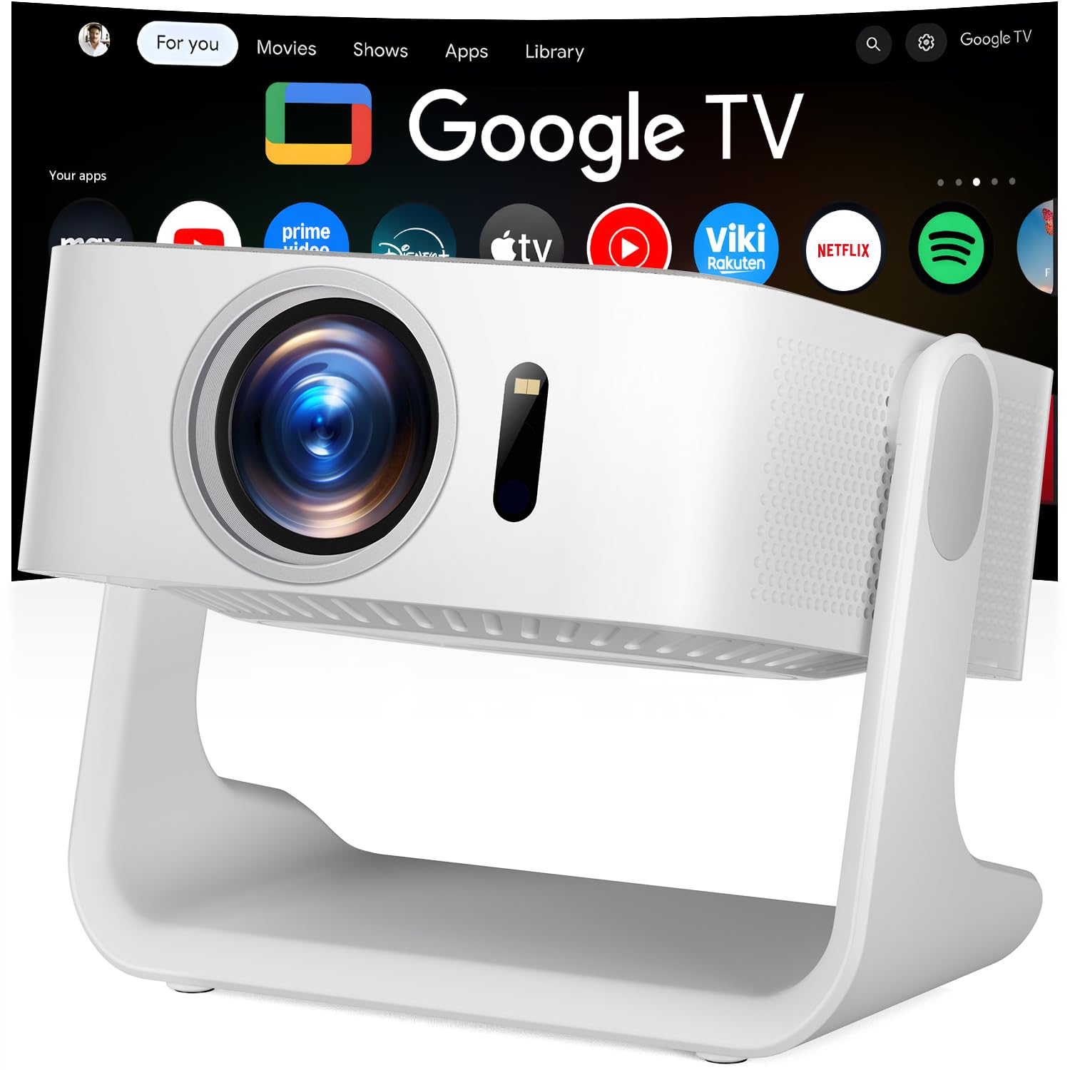 ELEPHAS 4K Smart Projector with WiFi and Bluetooth - Compatible with Google TV, Netflix, Prime Video, YouTube, Dolby Audio, Auto