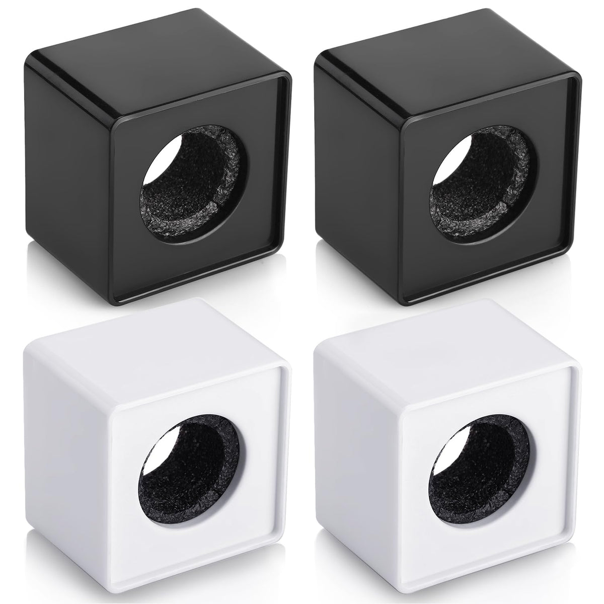 Facmogu 4Pcs Black & White Microphone Flag Station, Portable Square Cube Shaped Interview Mic Flag Station With Foam, Microphone Flag Microphone Accessories For Interview Ktv Reporter Host
