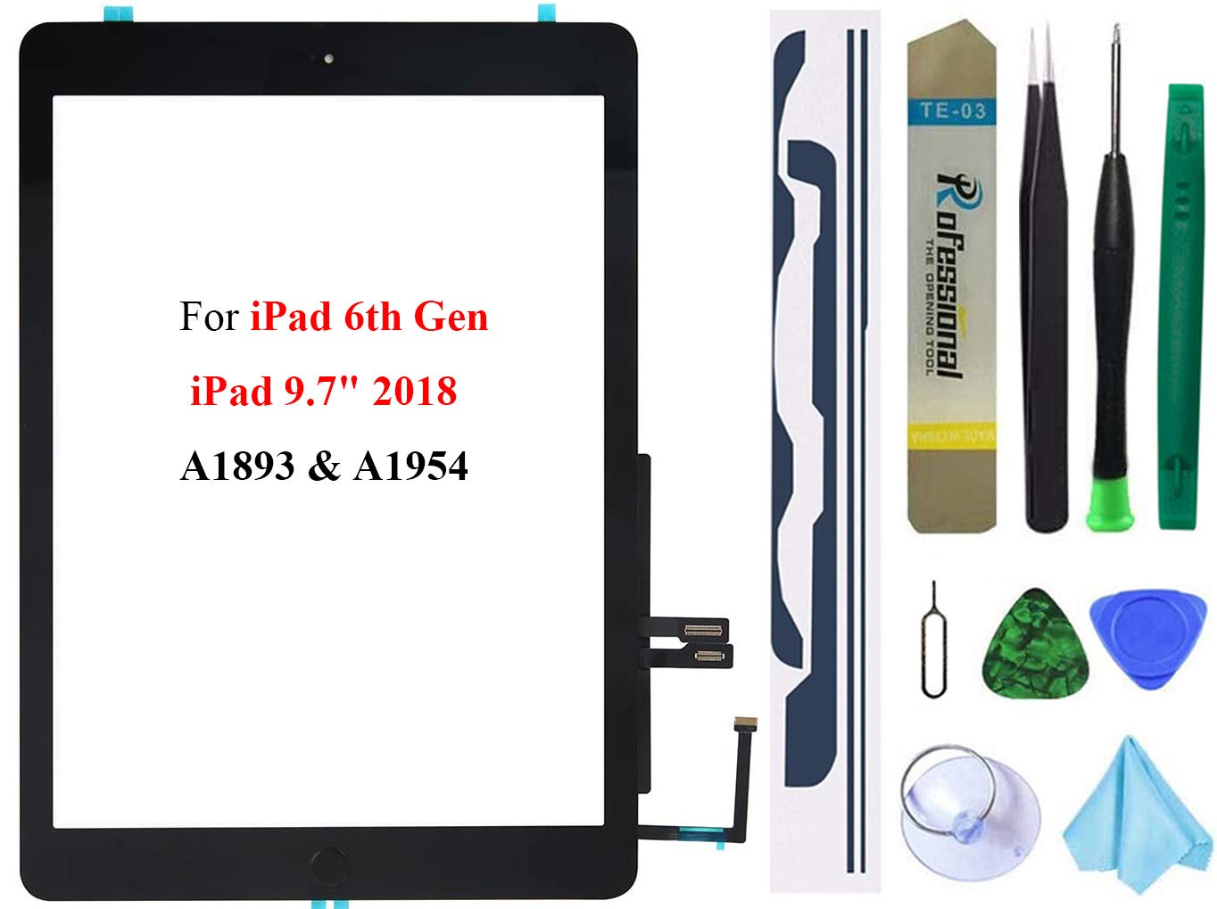 Dedia Black Touch Screen Replacement Digitizer Glass Assembly For Ipad 6 6Th Generation 2018 9.7Inch (A1893 A1954) With Home But
