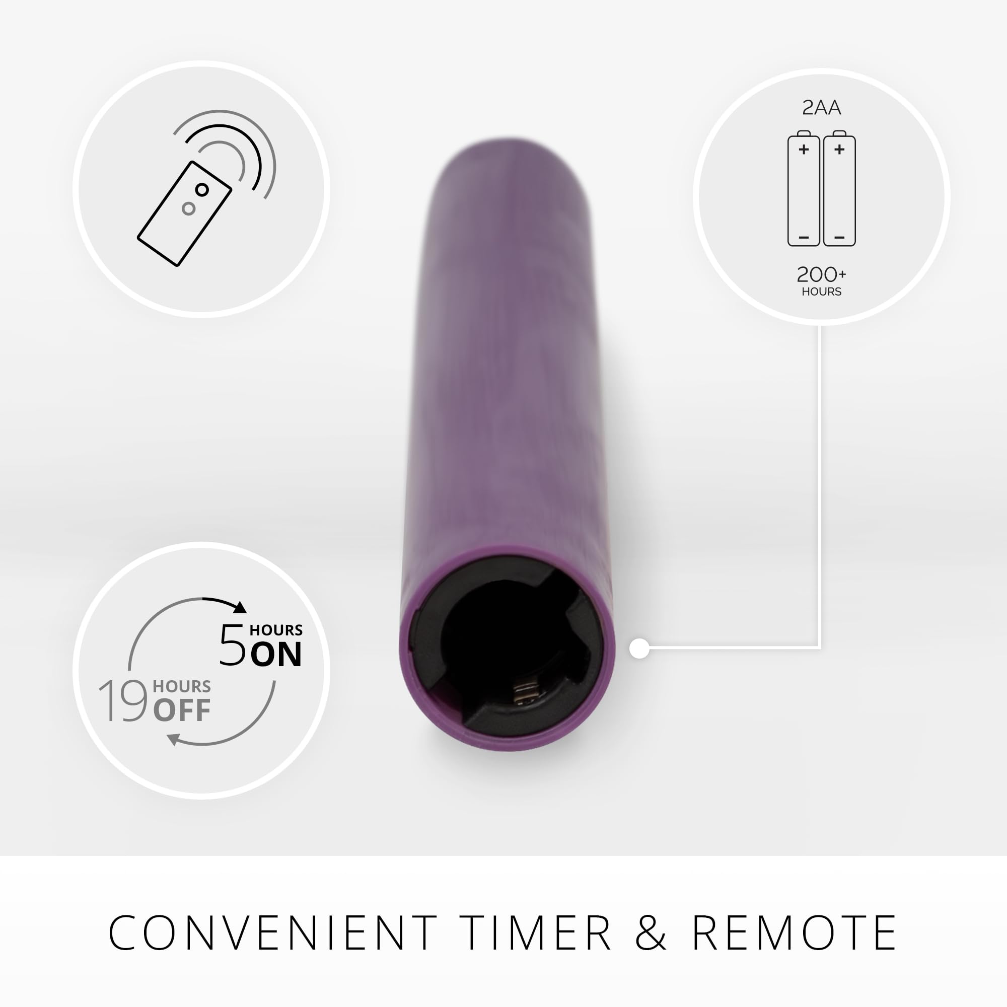 Luminara   Flameless Battery Operated Taper Candle   Purple   Pack Of 2 1X9.75   Led Flickering Flame   Realistic Safe For Home