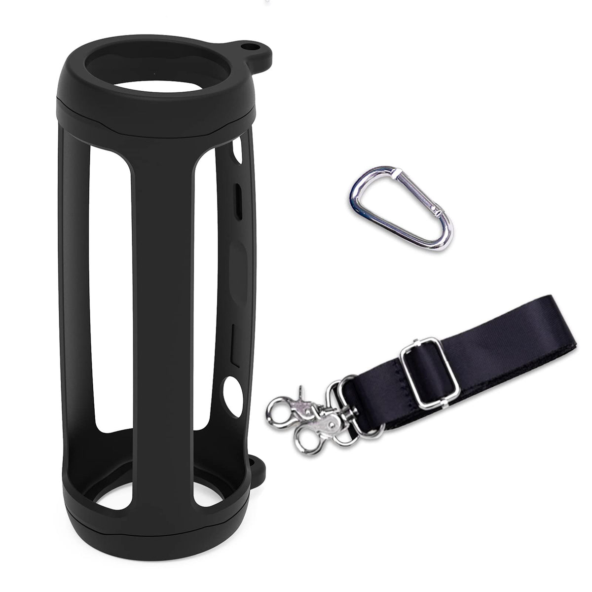 Ltgem Silicone Protective Case For Jbl Flip 6 Portable Bluetooth Speaker With Extra Carabiner And Strap- Black (Case Only)