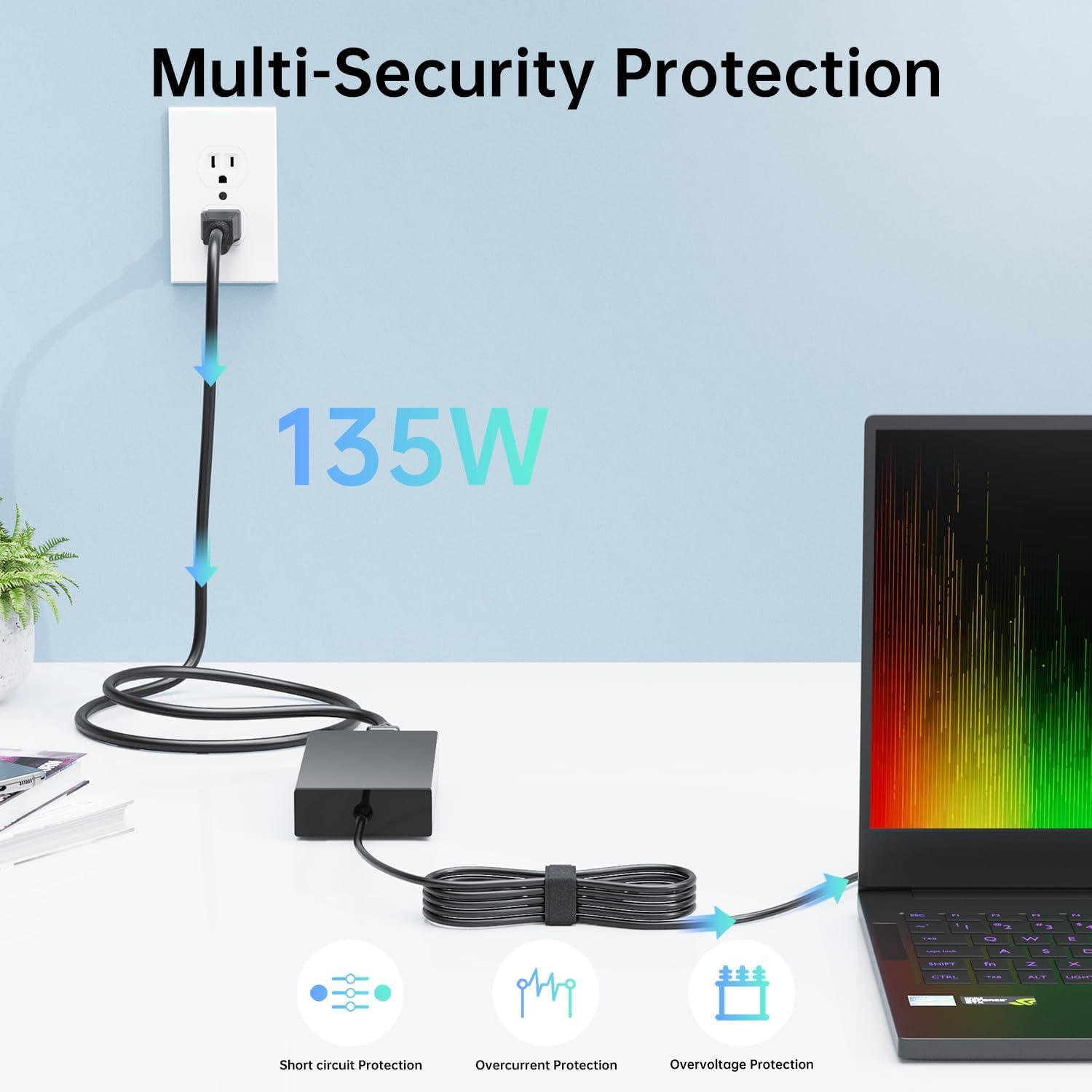 135W Charger For Acer Nitro 5 Gaming Laptop N18C3 An515 51 An515 41 An515 53 An515 52 An515 43 An517 51 N18C4, Acer Adp 135Kb T