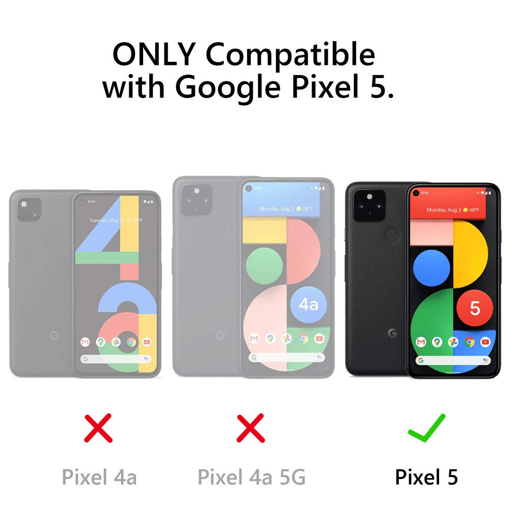 Teelevo Wallet Case For Google Pixel 5, Dual Layer Case With Card Slot Holder And Kickstand For Google Pixel 5   Black