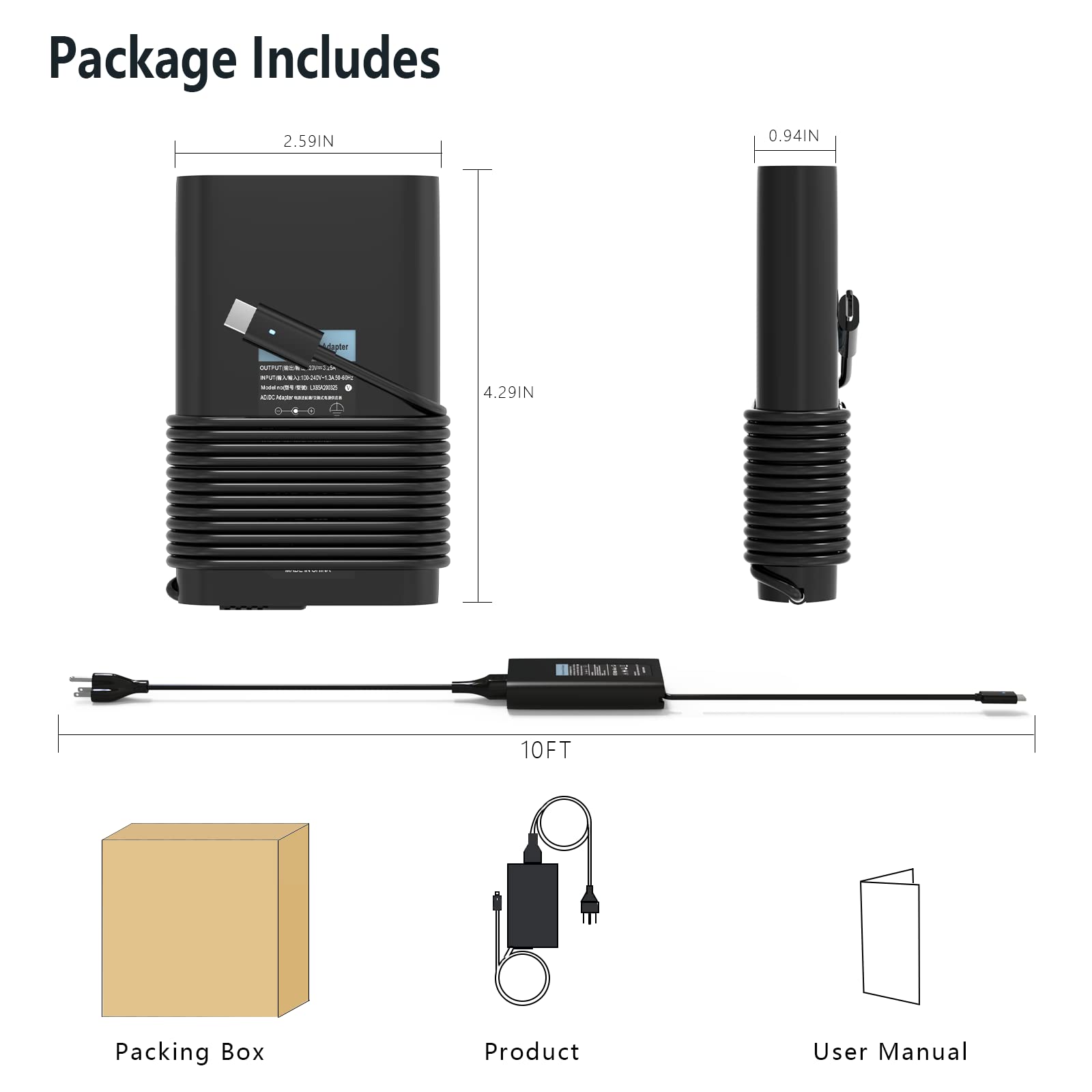 65W Usb C Laptop Charger For Dell Inspiron 14 16 2 In 1 7620 7420 7425 7415 7430 7640 7440 Business/Student Laptop Dell Inspiron