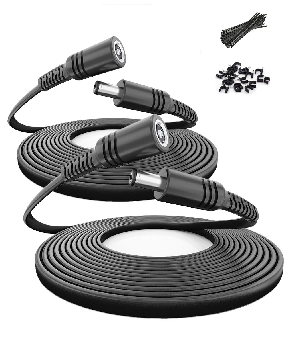 Itramax 10Ft 12V Dc Extension Cable (2 Pack),Dc 2.1Mm X 5.5Mm 5521 Power Supply Adapter Flat Extender Cord,Female To Male Wire F