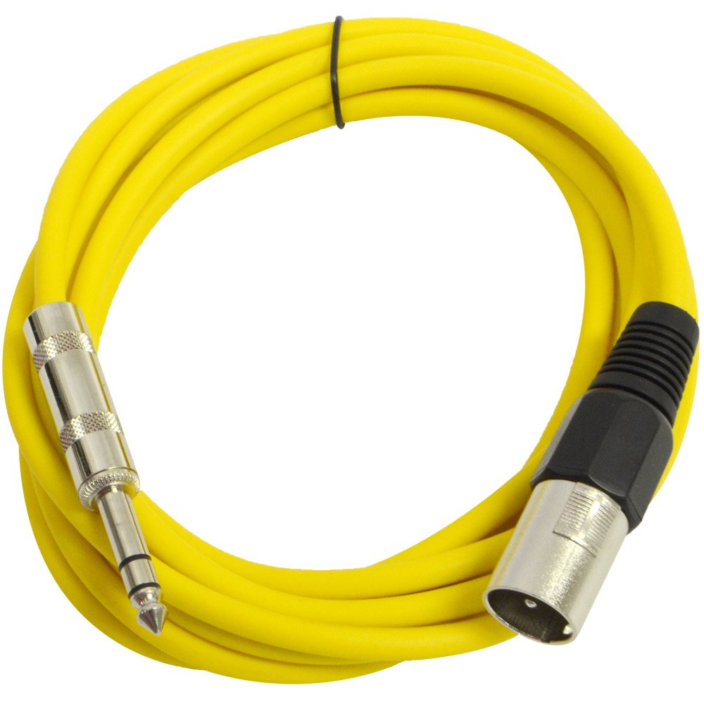 Seismic Audio - Satrxl-M10-6 Pack Of Yellow 10 Xlr Male To 1/4 Trs Patch Cables