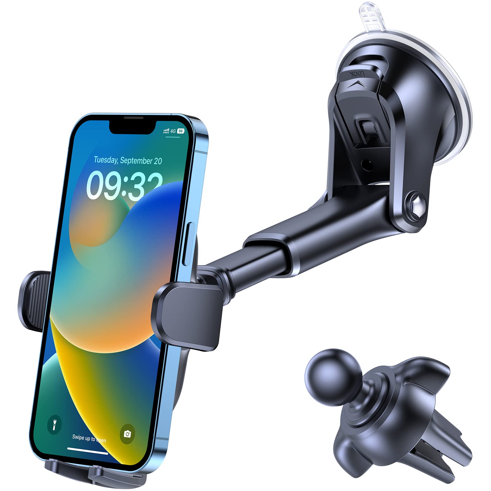 Oqtiq 3 In 1 Suction Cup Phone Holder Windshield/Dashboard/Air Vent, Dashboard & Windshield Suction Cup Car Phone Mount With Str