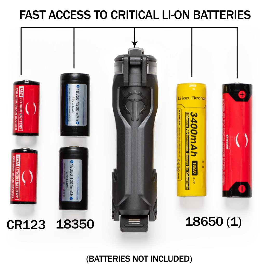 Thyrm Cellvault 18 Rechargeable Battery Storage (Black), Waterproof, For 18650, 18350, Cr123 Flashlight Batteries, Made In Usa