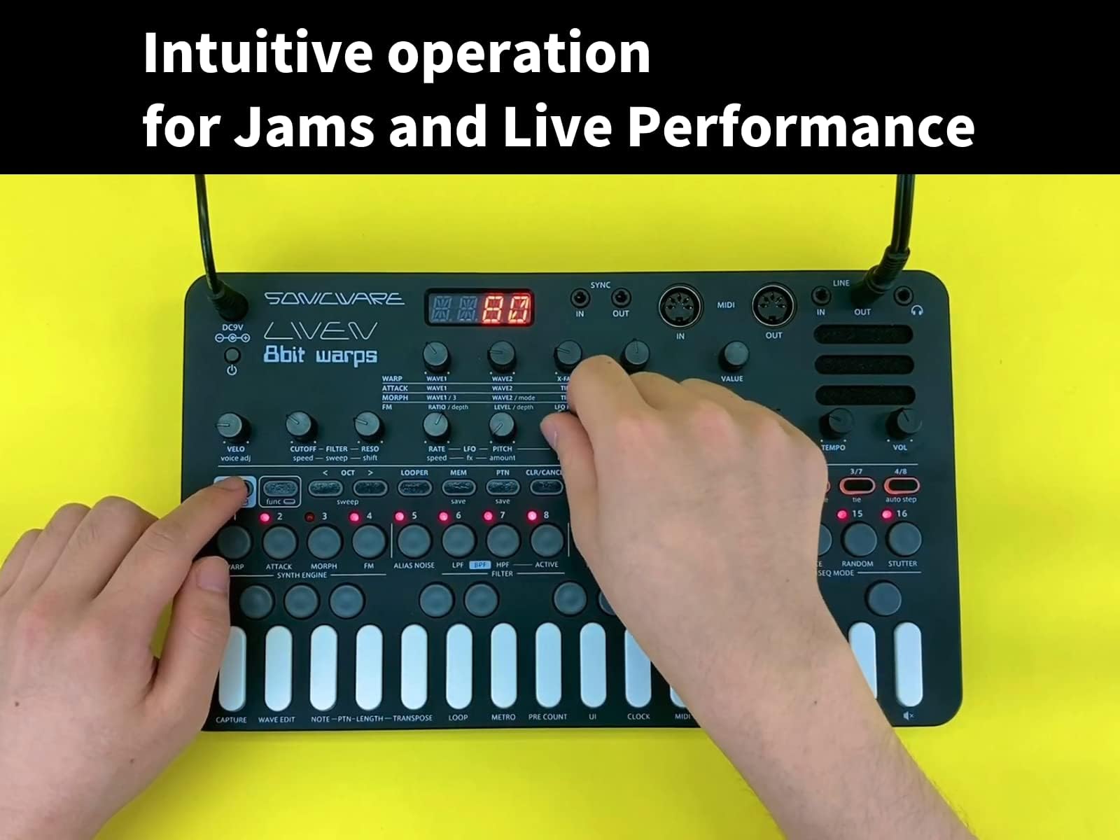 Sonicware Liven 8Bit Warps [8 Bit Synthesizer Groove Box] 4 Track Looper Fearture