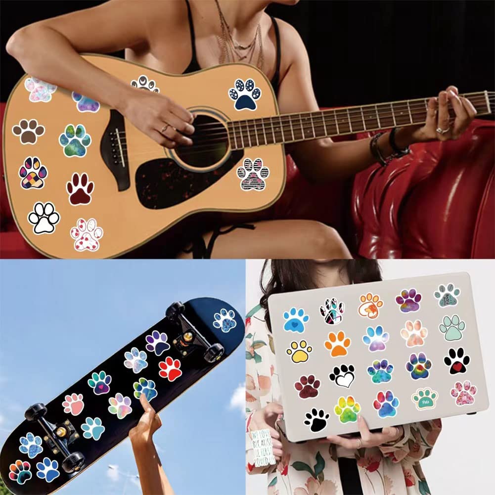 Dog Paw Print Stickers |60Pcs Pet Claw Print Waterproof Vinyl Decals For Water Bottles Laptop Luggage Cup Computer Mobile Phone