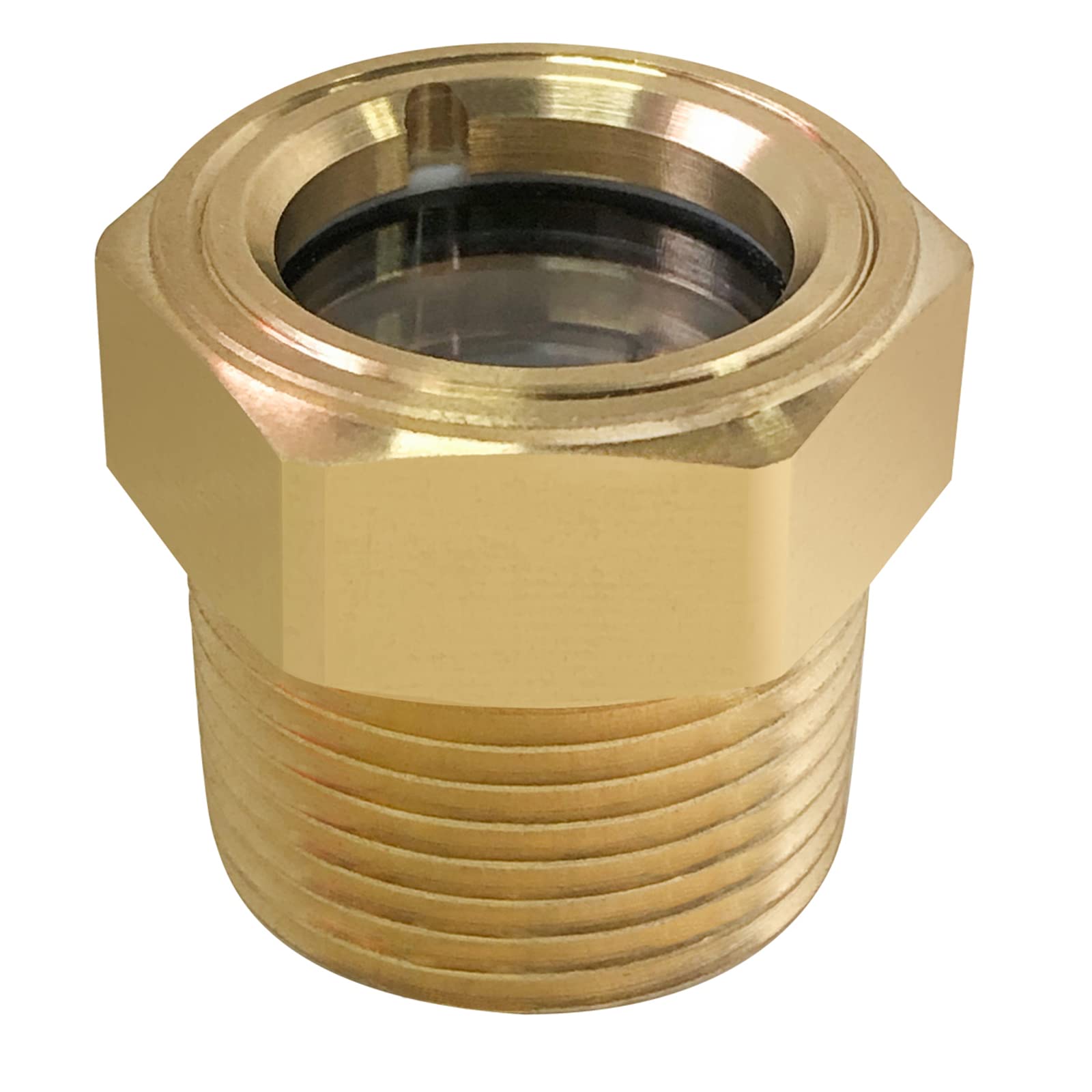 Air Compressor Oil Sight Glass, 1 Npt Male Hex Head Oil Sight Glass Heavy Duty Solid Brass Oil Sight Glass Liquid Level Gauge Oi