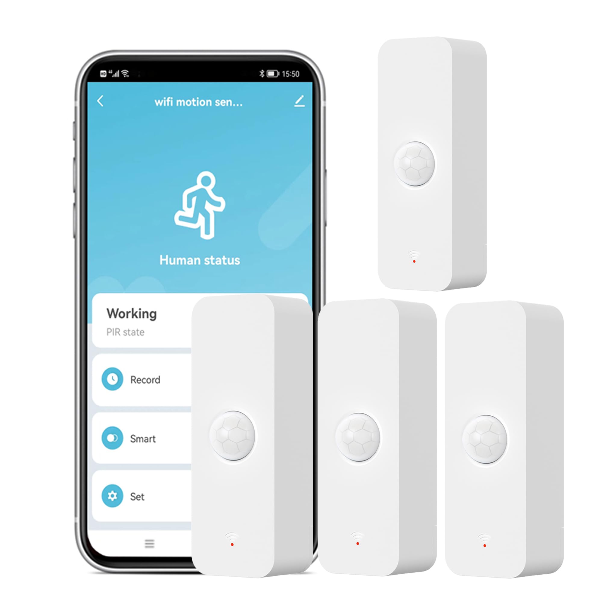 4 Pack Wifi Pir Motion Sensor: Smart Motion Detector With App Notification Alerts, Wireless Contact Sensor For Home Security And