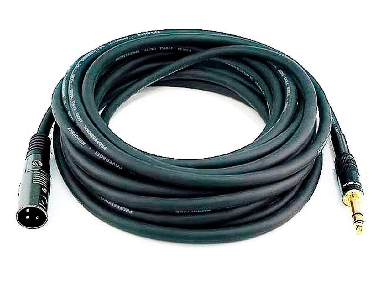 Monoprice Xlr Male To 1/4 Inch Trs Male Cable   25 Feet   Black, 16Awg, Gold Plated   Premier Series