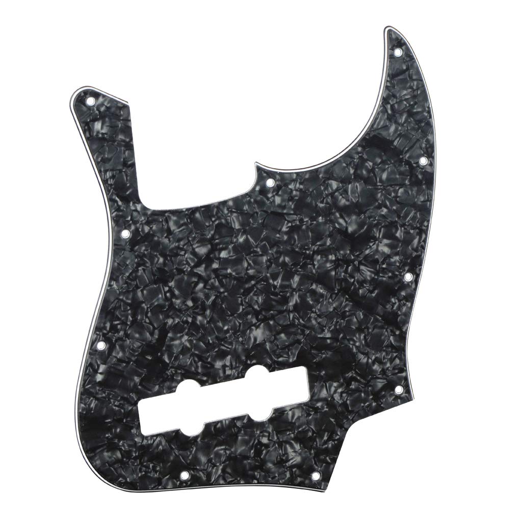 Fleor 10 Hole J Bass Pickguard Scratch Plate Pick Guards For 4 Strings American/Mexican Standard J Bass Part, 4Ply Black Pearl