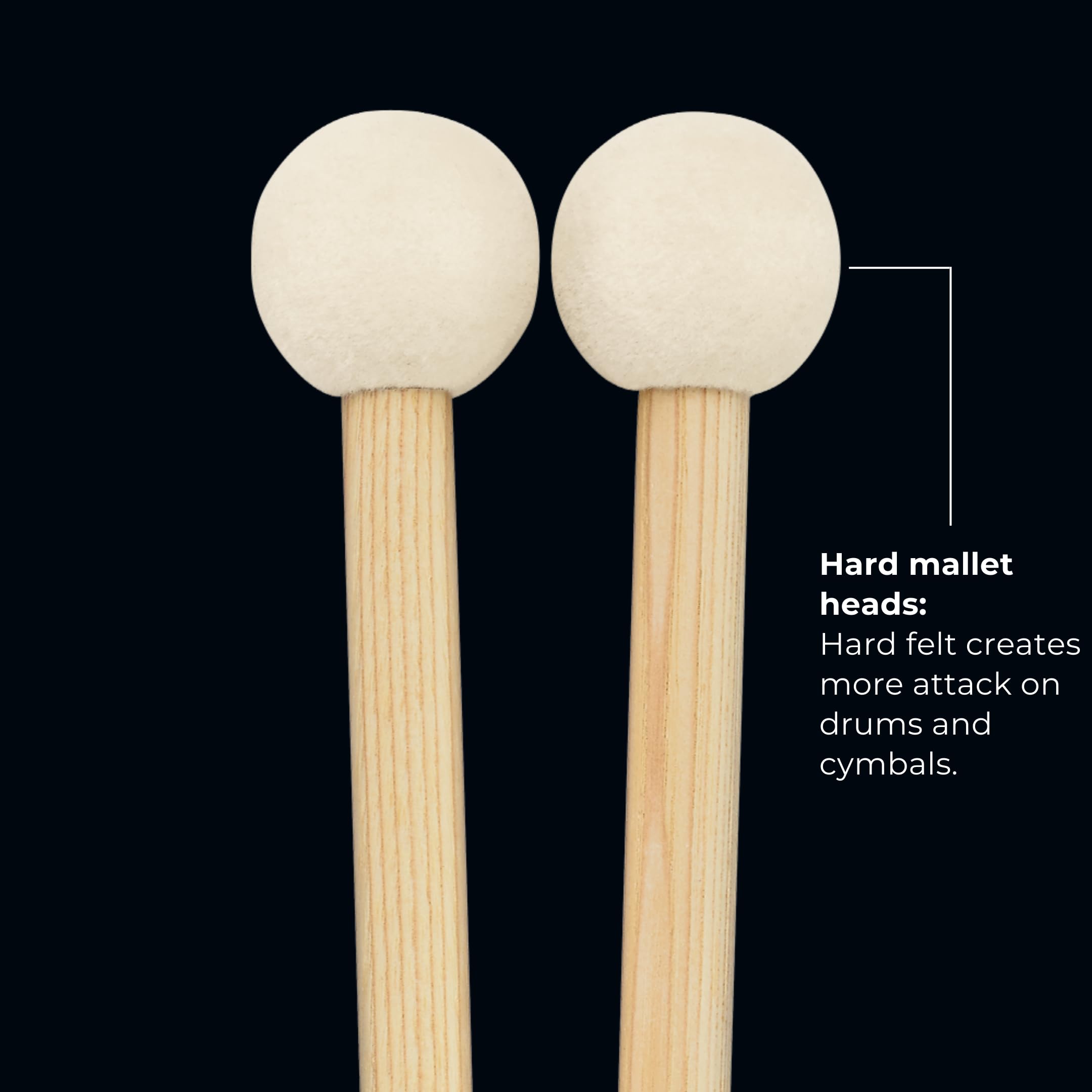 Meinl Stick & Brush Drum Set Mallets With Hard Felt Head & 5A American Hickory Handle Made In Germany (Sb402)