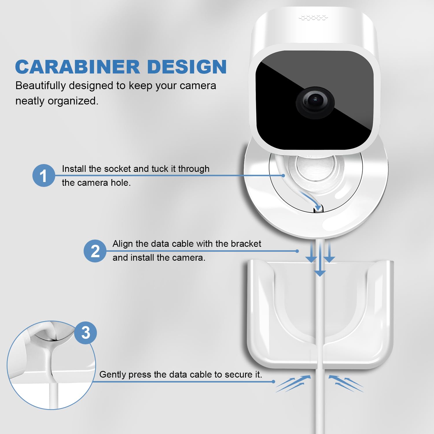Blink Mini Camera Adhesive Wall Mount   Compact Durable Plug In Mount Bracket, 3M Vhb Strong Adhesive Strips, No Drill, No Screw