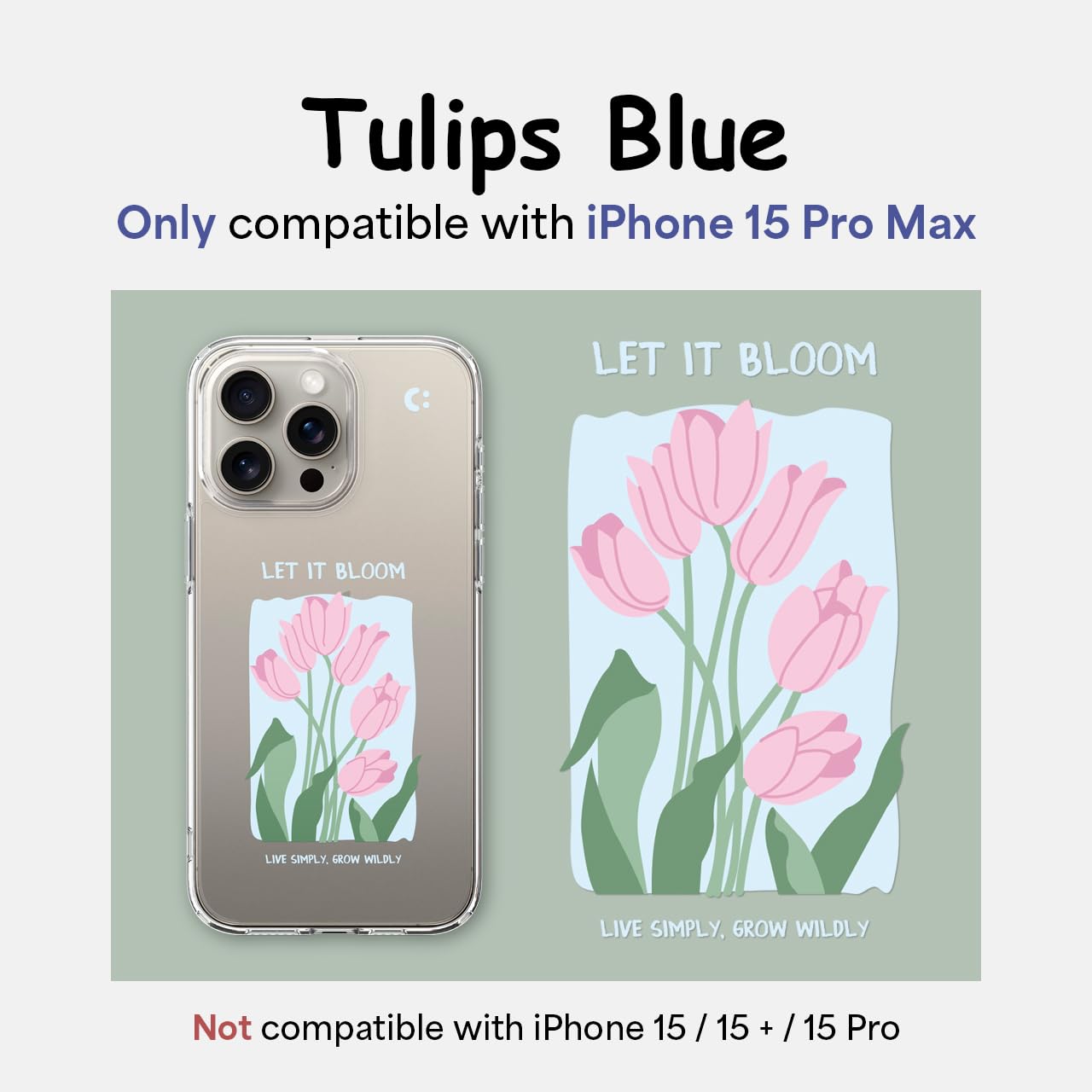 Spigen Ultra Hybrid Designed For Iphone 15 Pro Max Case (2023) [Anti Yellowing], [Military Grade Protection]   Tulips Blue