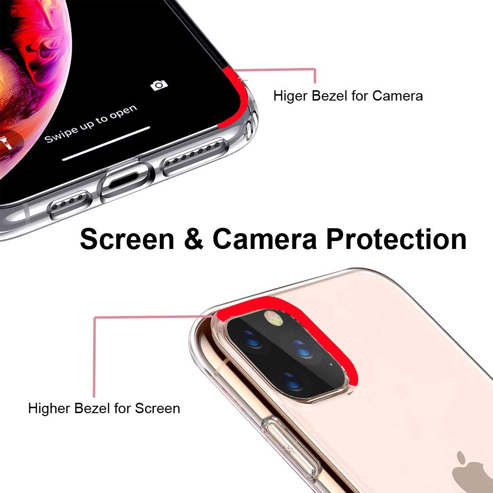 Unov Case Compatible With Iphone 11 Pro Max Case Clear With Design Slim Protective Soft Tpu Bumper Embossed Pattern 6.5 Inch (Fl
