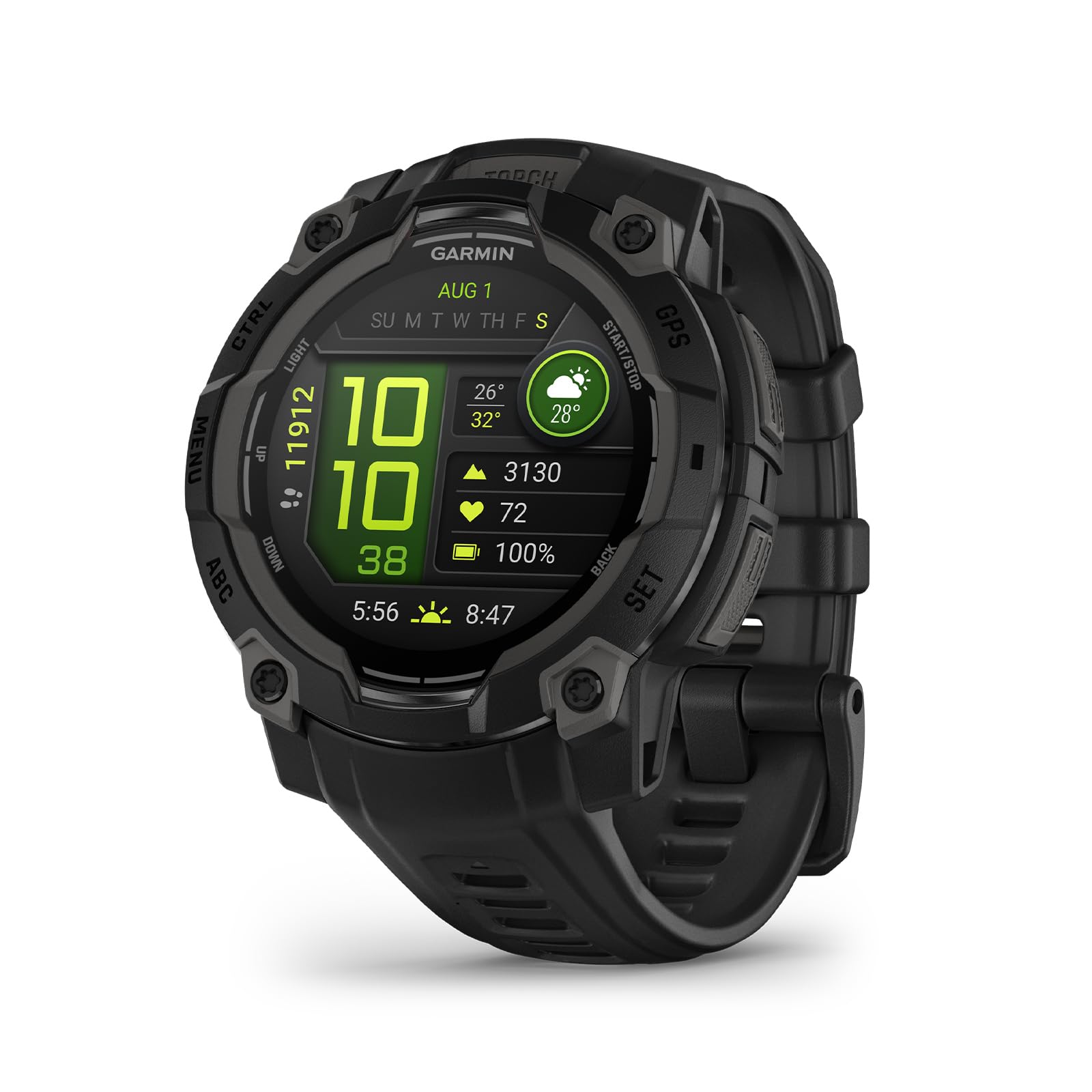 Garmin Instinct? 3 45Mm, Amoled Display, Rugged Outdoor Gps Smartwatch, Metal Reinforced Bezel, Built In Flashlight, Up To 18 Da