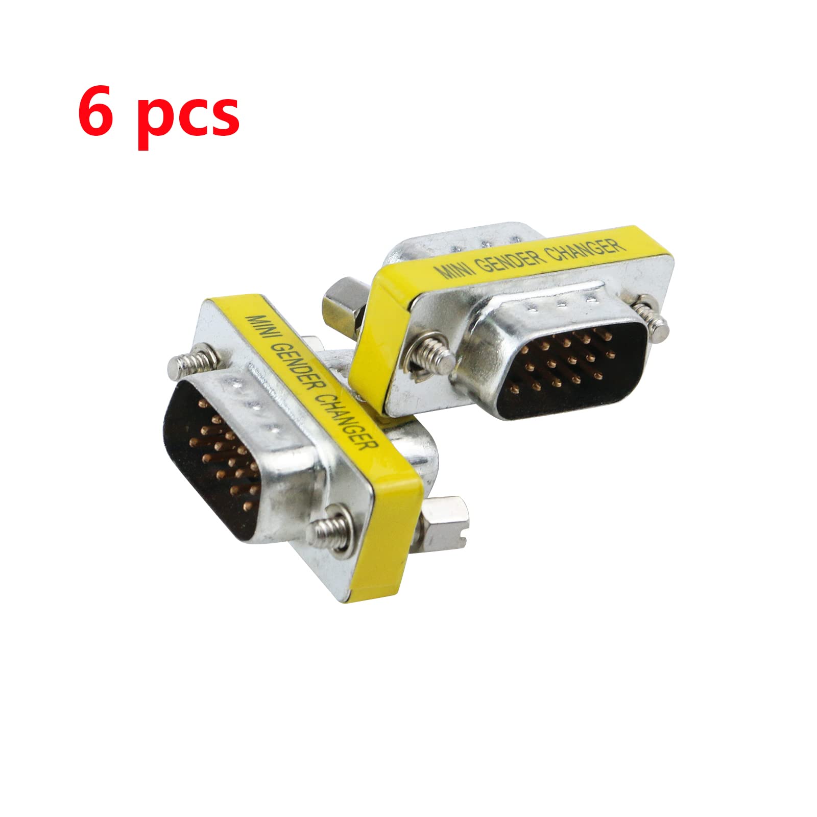 Antrader 6 Pack Db15 Vga Svga Kvm Male To Male Mini Gender Changer Coupler Adapter Connector For Pc