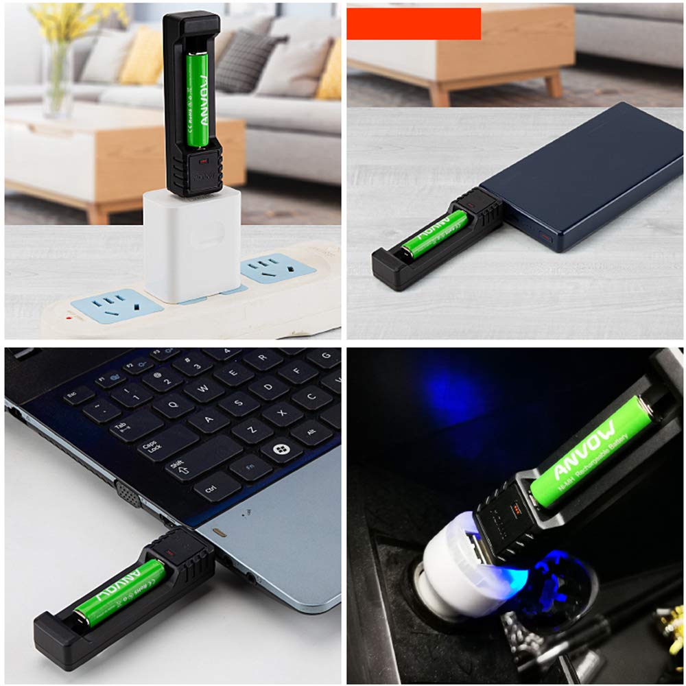 Anvow Smart Aaaa Battery Charger With 2 Counts Rechargeable Aaaa Batteries   Ni Mh 1.2V 400Mah 1200 Cycles Surface Pen Active St