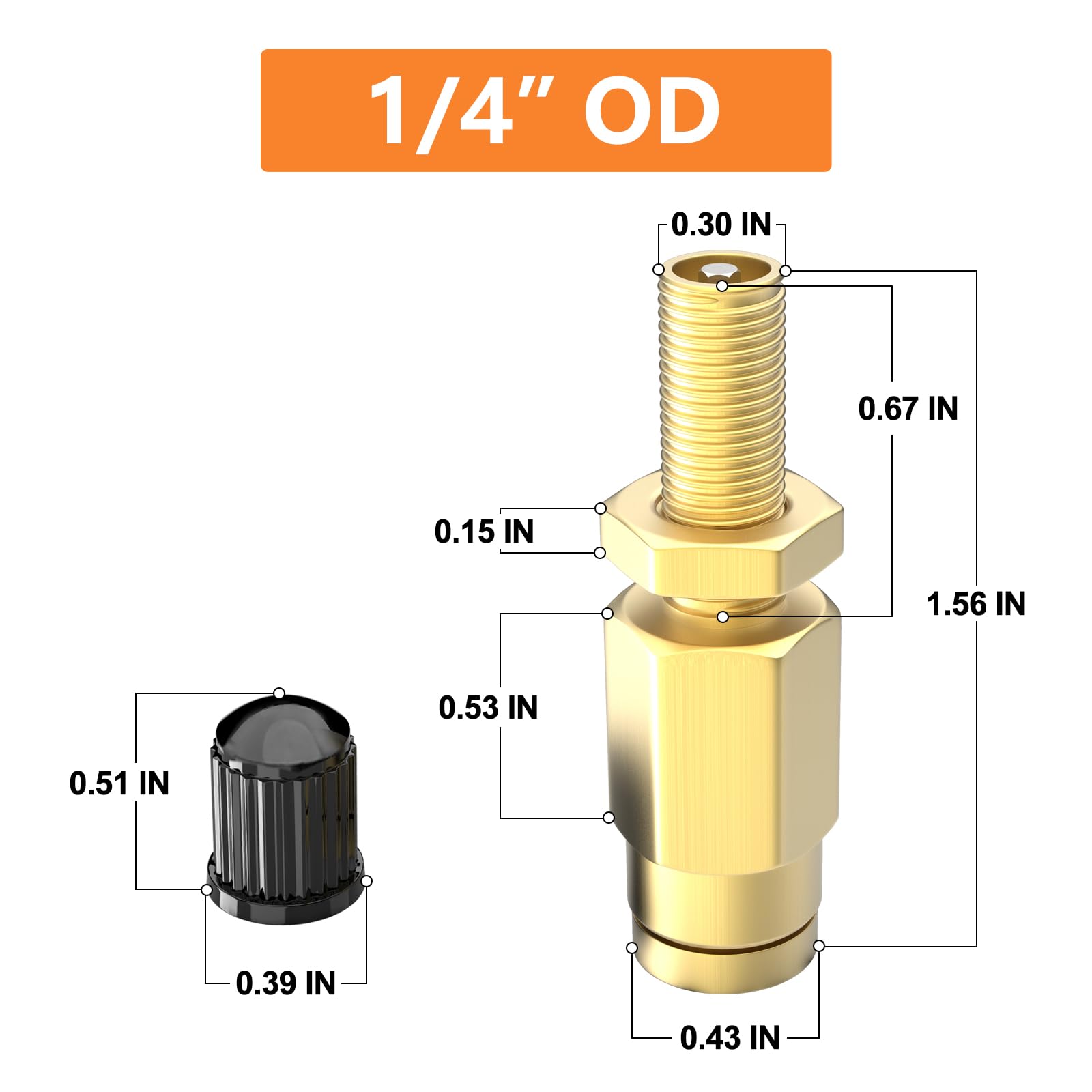 Gasher 10Pcs 1/4'' Brass Inflation Schrader Valve (Dot Approved) With Push Connection, 1/4'' Od Air Line Tubing, Air Line And Ai