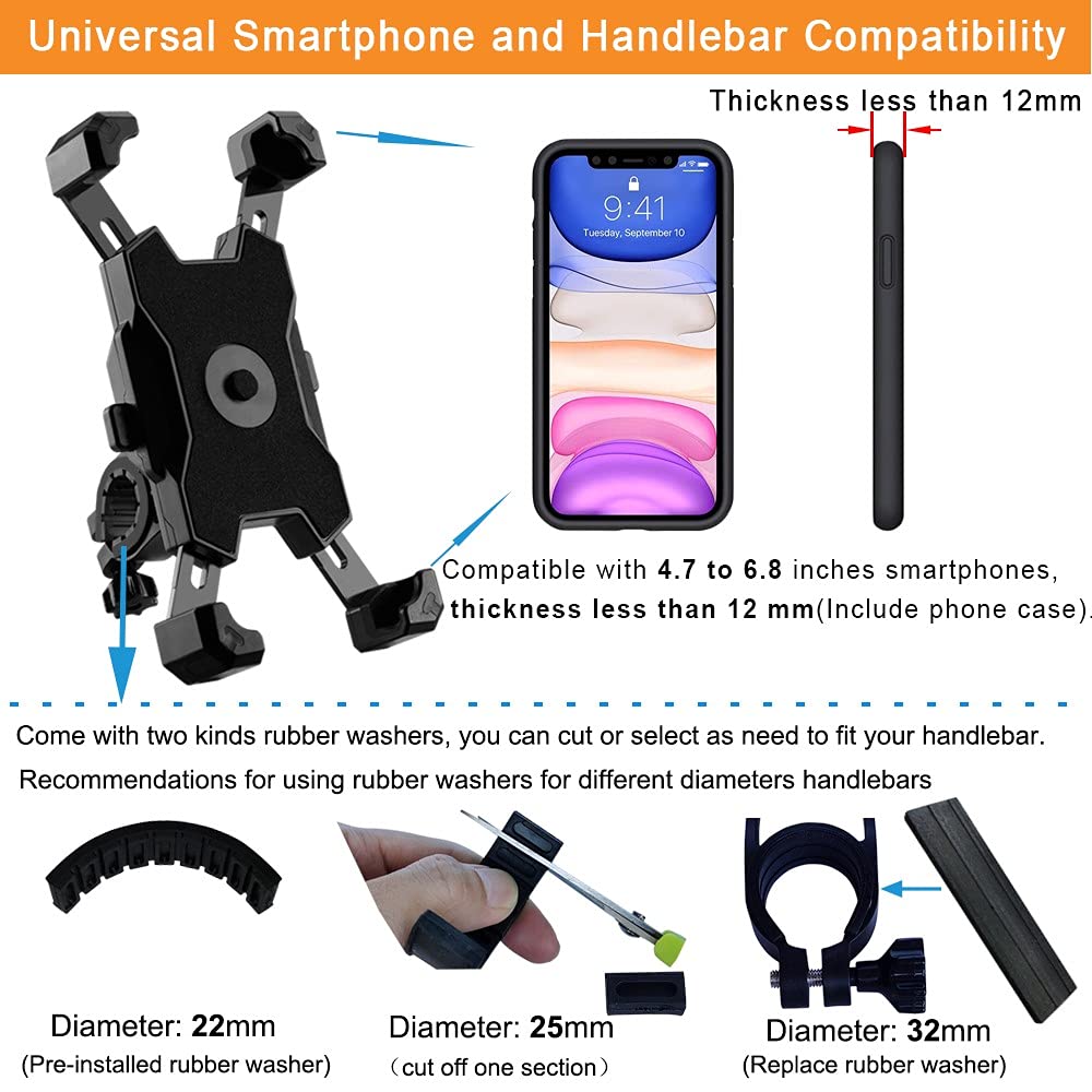 Yiujefda Bike Phone Mount, Easy Install And Quick Release Bicycle   Motorcycle Handlebar Phone Mount Holder, 2023 Upgraded Bike
