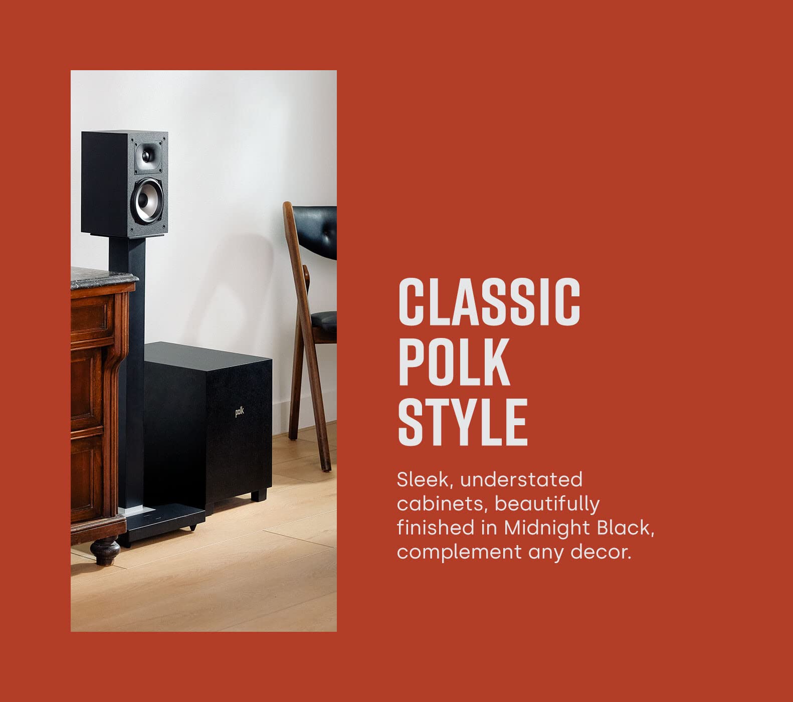 Polk Monitor Xt10 Home Subwoofer, 10 Deep Bass Woofer, 100W Class D Amplification, Dolby Atmos, Auro 3D & Dts:X Compatible, Blac