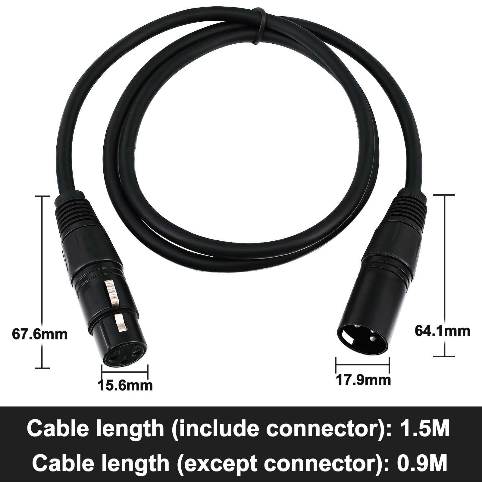 Kaunosta Xlr Audio Cable Microphone Cable 3 Pin Male To Female Balance Audio Xlr Microphone Extension Cable 1M 3Ft For Microphon