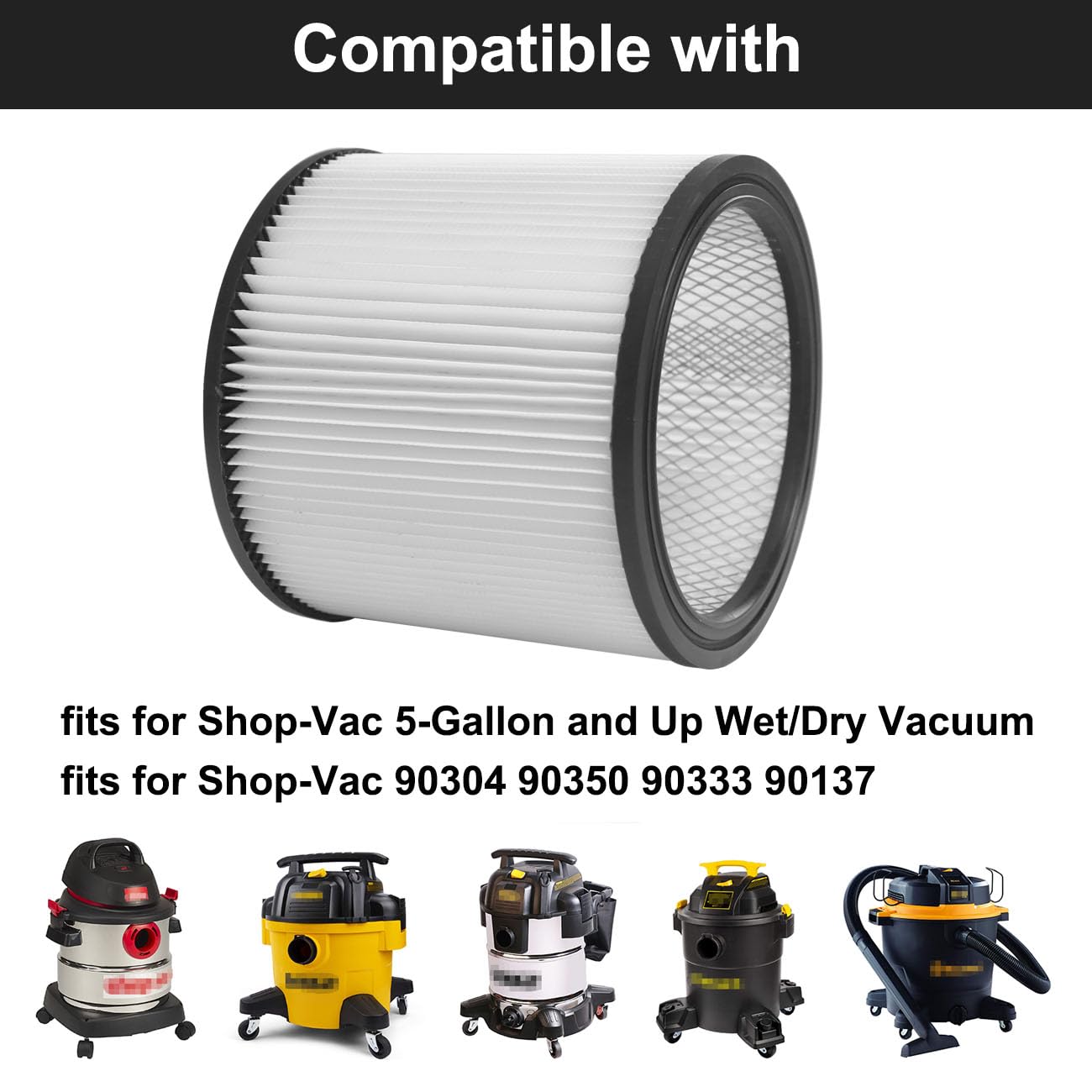 Filter For Shop Vac 90304 90350 90333 9030400 903 04 00 Vacuum Cleaner Replacement Filter For 5 Gallon And Larger Wet & Dry Vacu