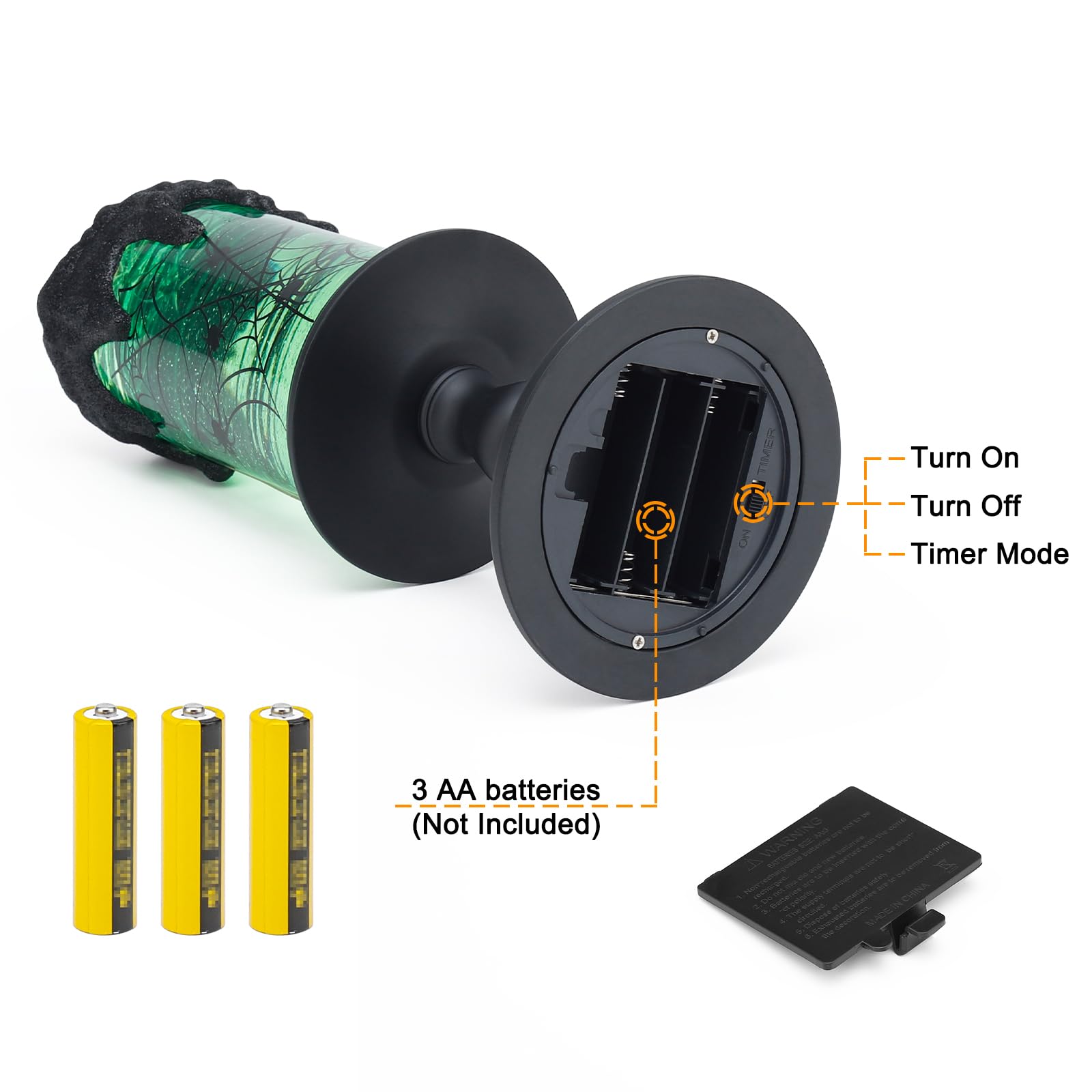 Aomil Halloween Snow Globe Candles Lighted Lamp, Lighted Flameless Candles With Water Glitter Swirls And Spooky Moving,Battery O