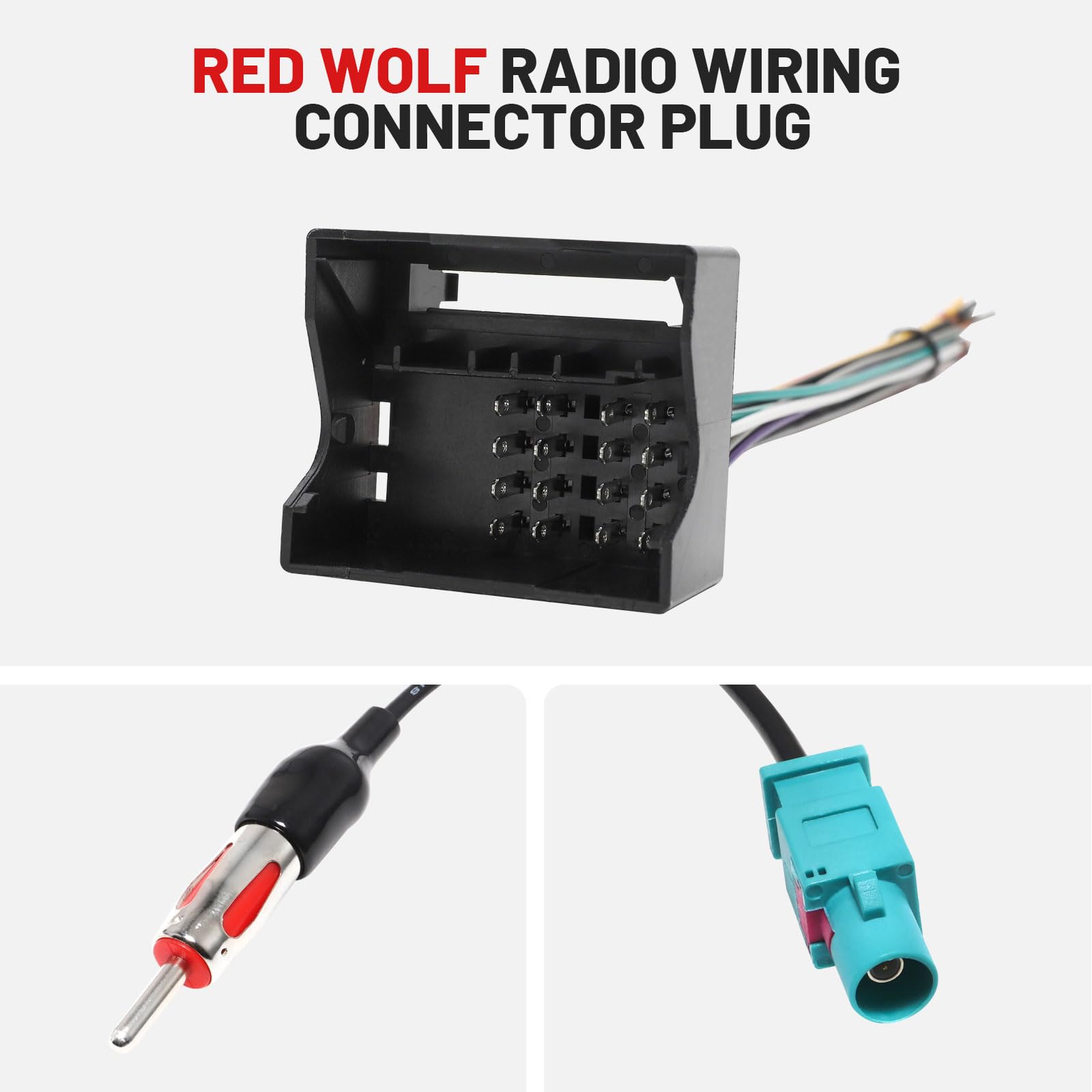 Red Wolf Stereo Wiring Harness W/Fakra Antenna Adapter For Bmw 3/5, Volkswagen 2004 2015, Audi 2002 2010 Mercedes Benz 2007 2015 Mount On Aftermarket Radio Cd Player Wire Cable Kit