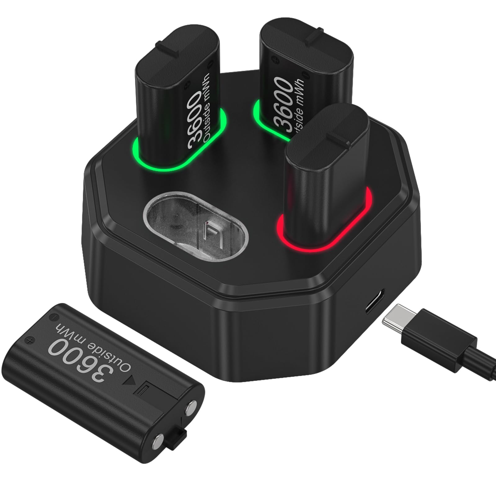 4 Pack Rechargeable Batteries For Xbox Controller,Charger Dock With 4 X 3600Mwh Nimh Battery For Xbox One/Xbox Series X|S,Xbox O