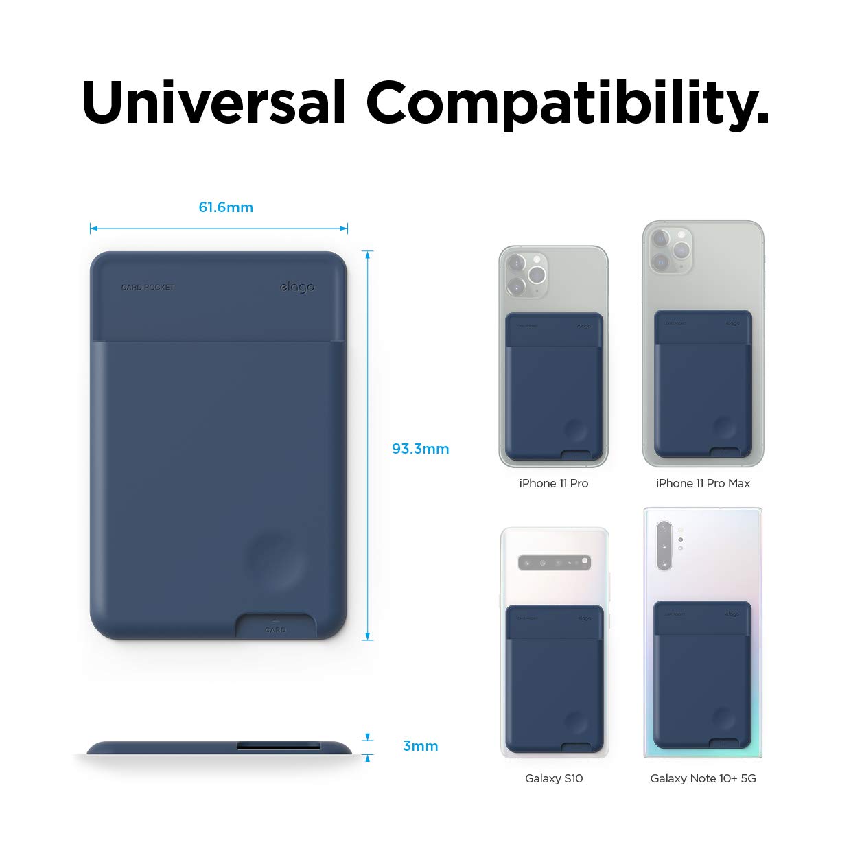 Elago Phone Card Holder - Secure Wallet, Ultra Slim For Back Of Phone, 3M Adhesive Id Iphone, Galaxy And Most Smartphones [Jean