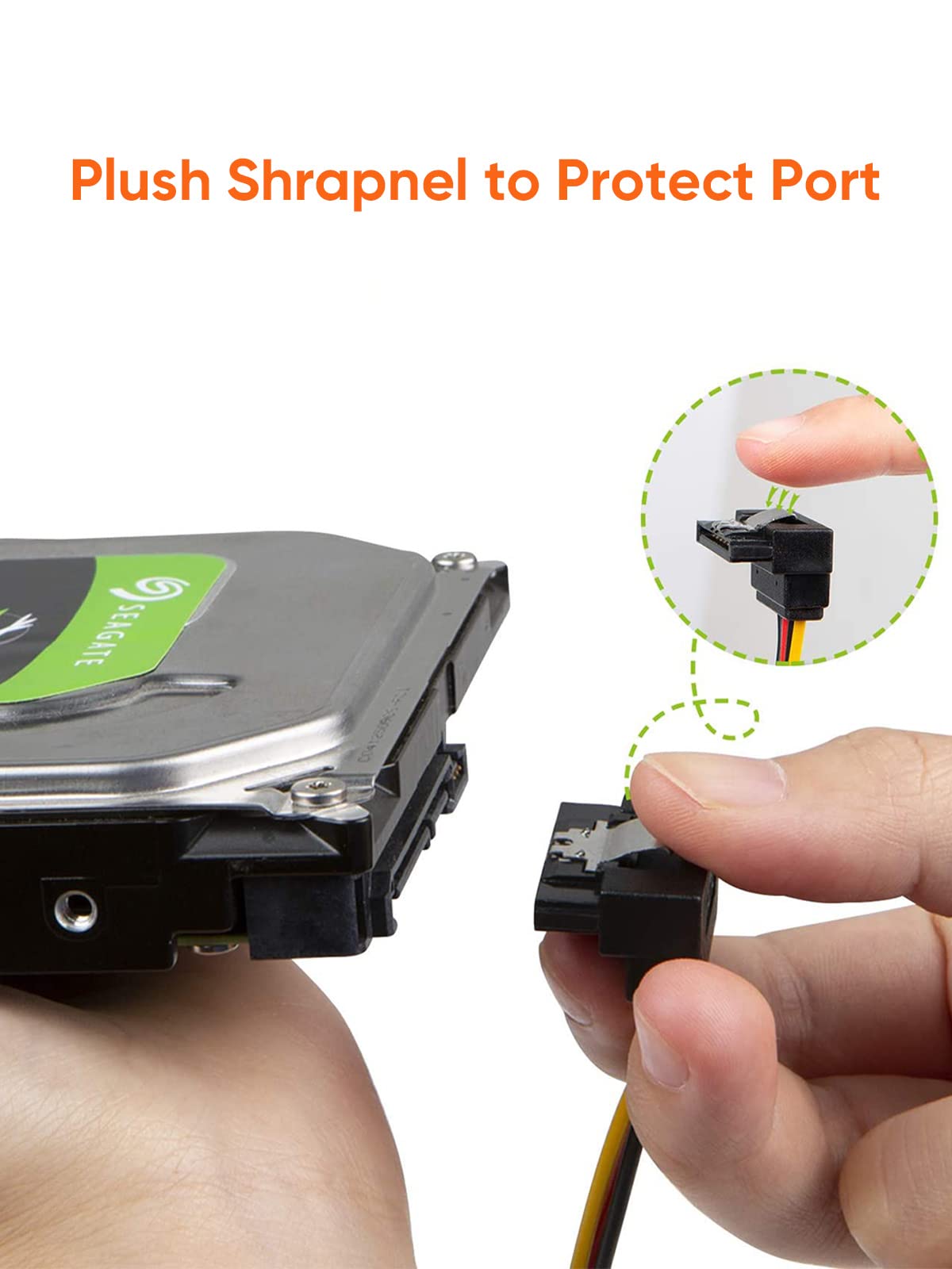 Cablecreation Sata Power Cable, [2 Pack] 6 Inch Sata 15 Pin Male To 2Xsata 15 Pin Down Angle Female Power Splitter Cable