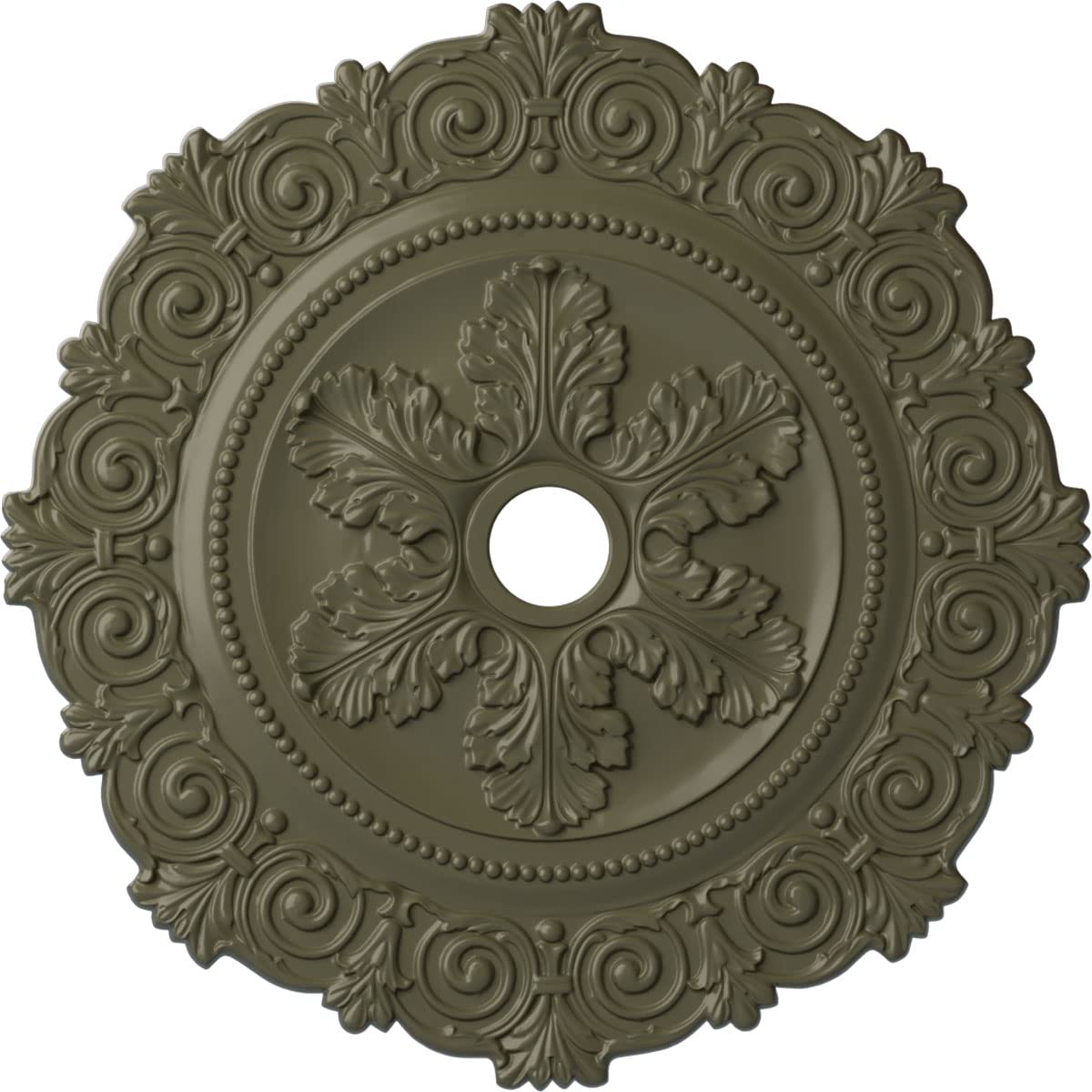 Ekena Millwork CM33SCPTF 33-1/4 x 3-5/8 x 1 Scroll Medallion Ceiling Medallion, Painted Turtle