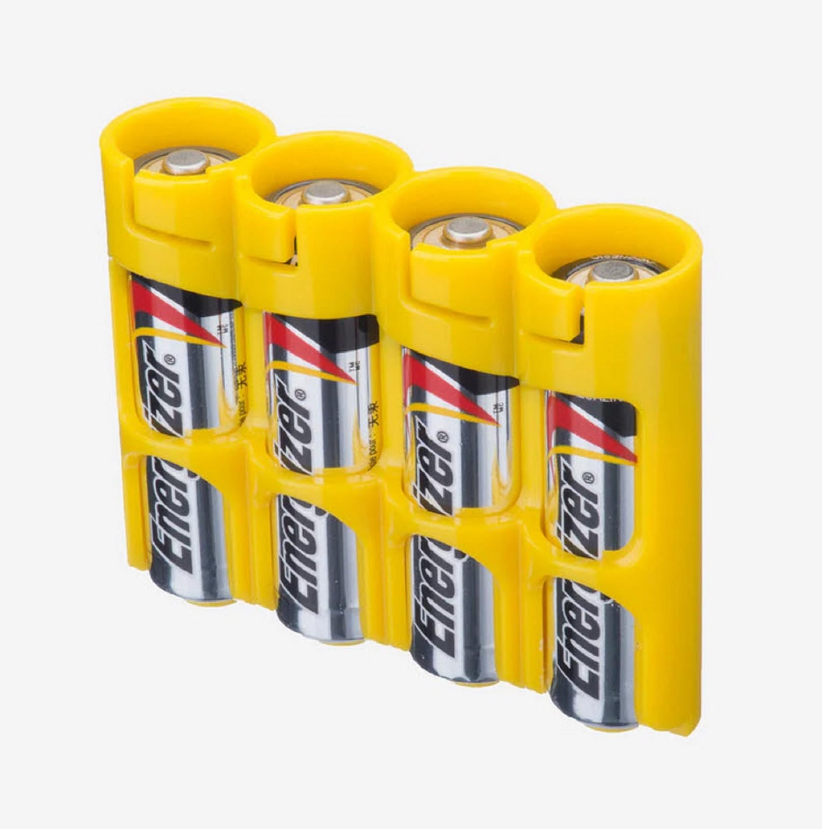 Storacell By Powerpax Slimline Aa Battery Storage Caddy, Yellow   Holds 4 Batteries (Not Included)