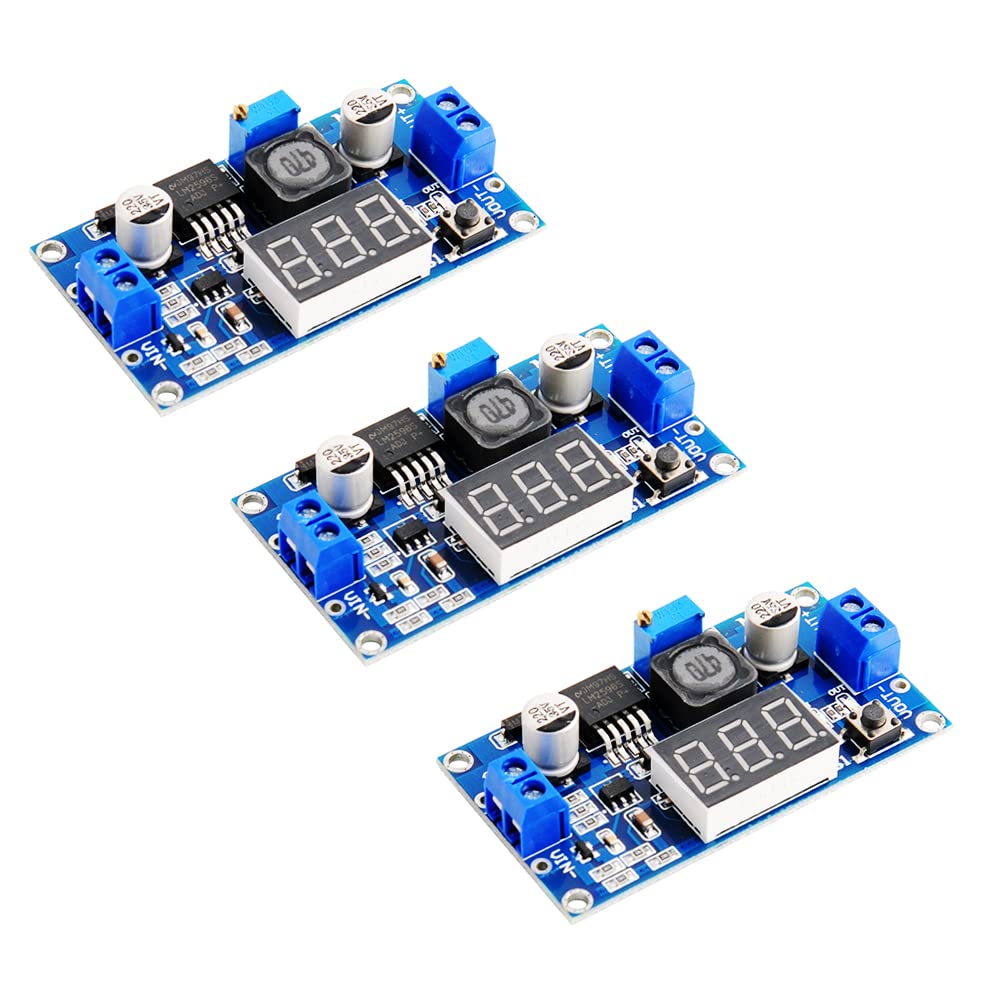 Stemedu 3Pcs Lm2596 Dc To Dc Buck Converter 4 40V To 1.25 37V Adjustable Voltage Regulator Step Down Module With Led Voltmeter D