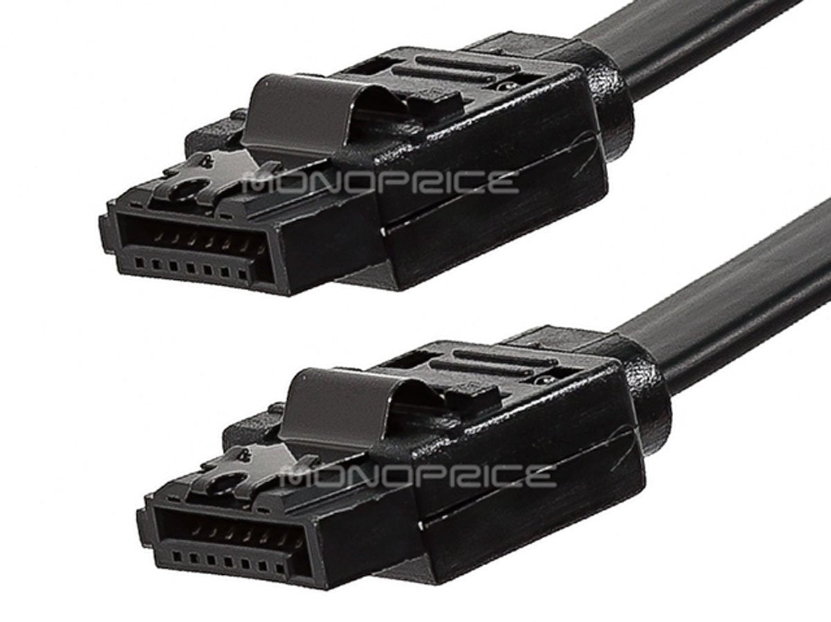 Monoprice Data Cable   2 Feet   Black | Sata 6Gbps Cable With Locking Latch, Data Transfer Speeds Of Up To 6 Gbps
