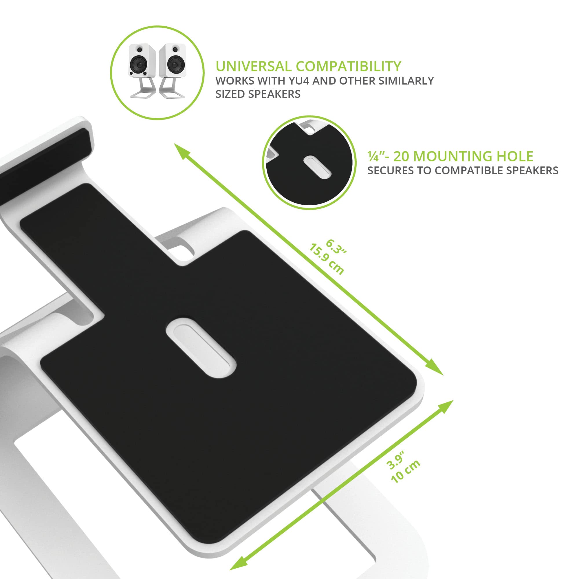 Kanto Se4W White Speaker Stand   Metal, 5.6 Inches, 9 Lbs Load Capacity, Universal Fit, Includes Mounting Screws   Ca Se4W