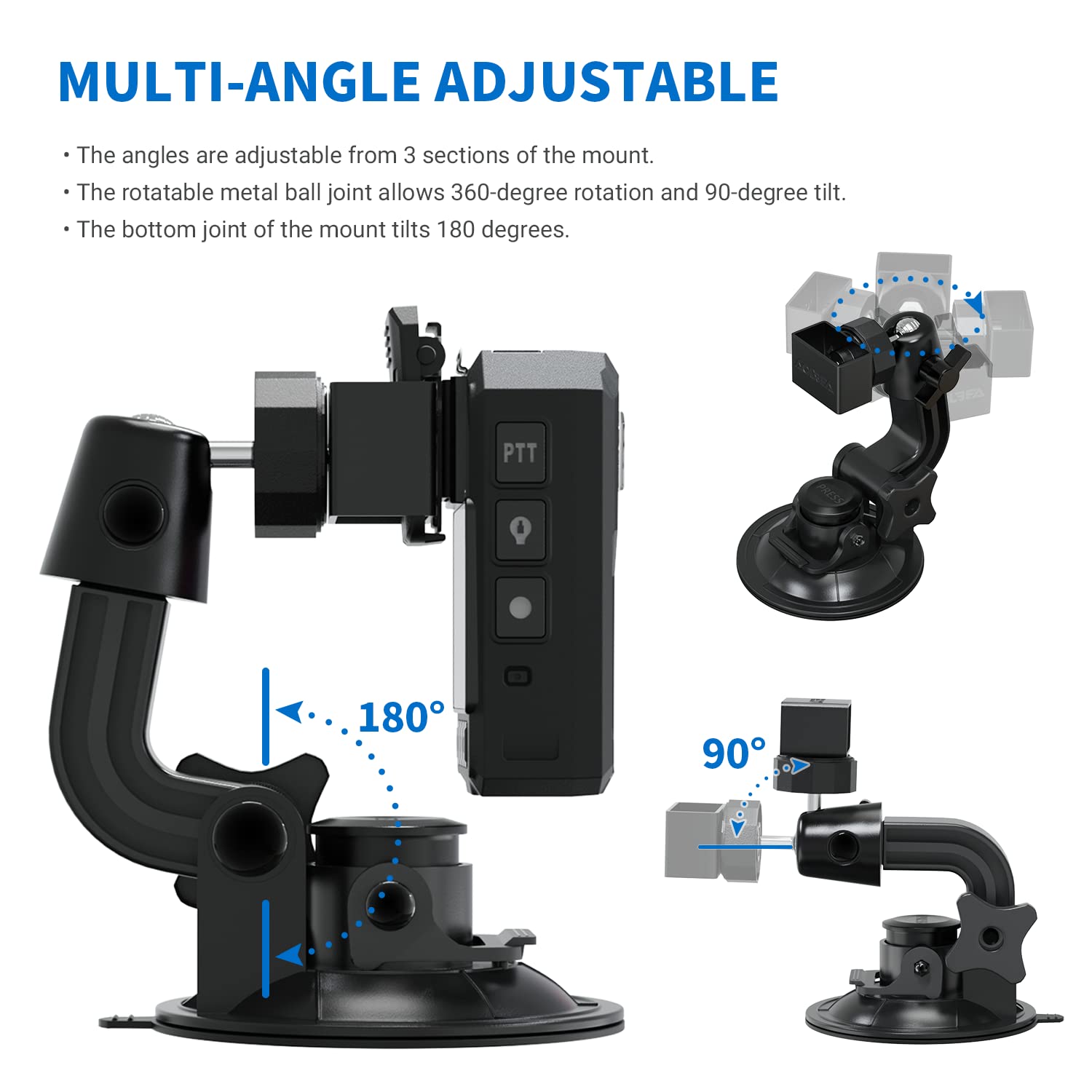 Aolbea Body Camera Suction Cup Mount With Easy Remove Washable Reuable Magic Sticky Gel Pad For P100 And Widely Compatible With