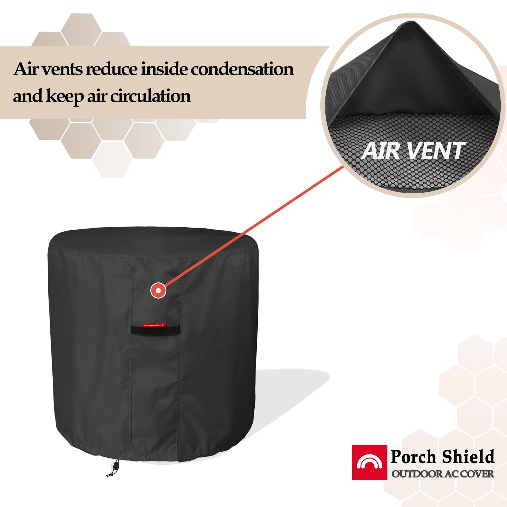 Porch Shield 600D Waterproof Air Conditioner Covers For Outside Units Round Ac Cover Black   34 Inch