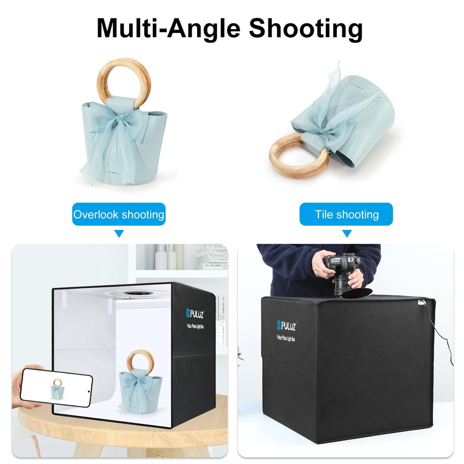 Puluz Portable Photo Studio Light Box, 50Cm X 50Cm Photography Light Tent, Professional Dimmable Photography Studio Tent With 12