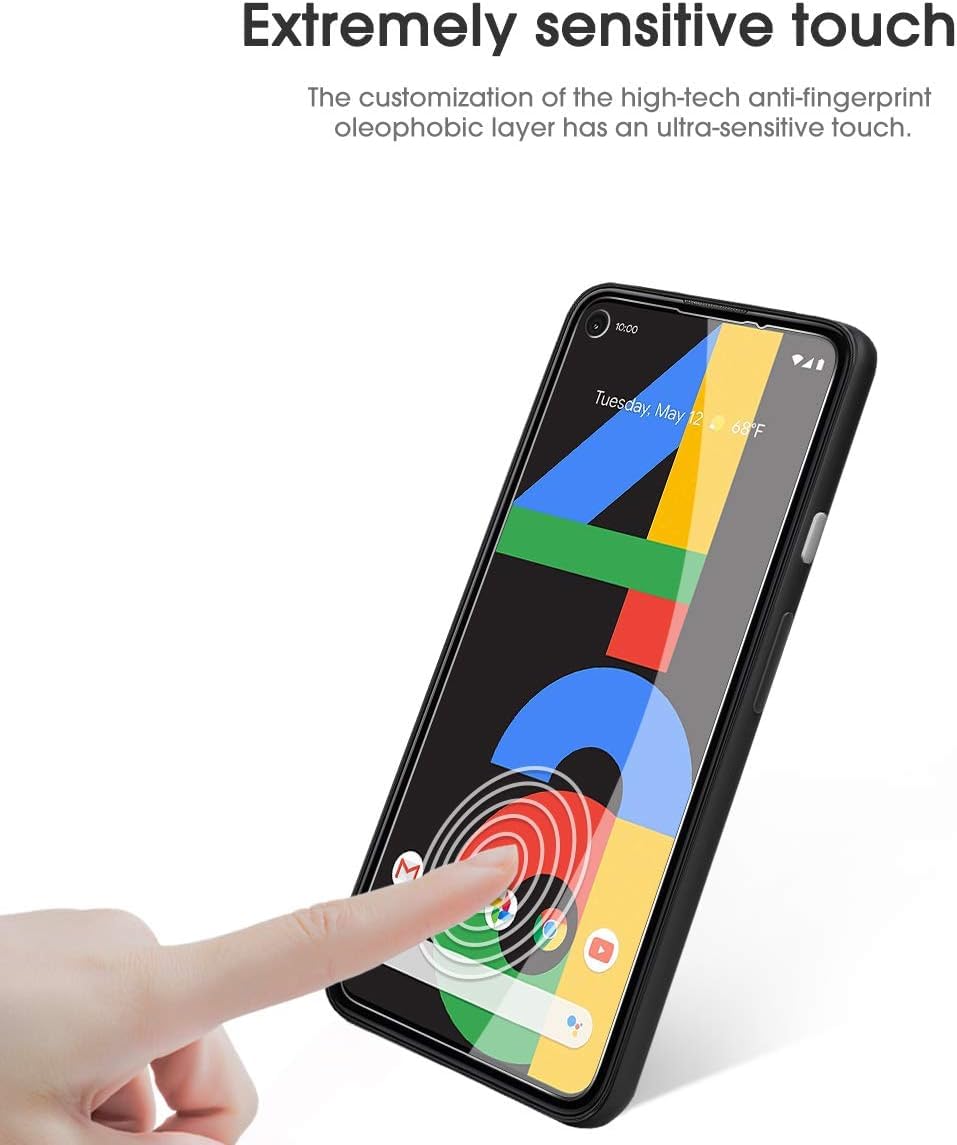 Omoton [4 Pack] Screen Protector For Google Pixel 4A (Not Fit For 4A 5G), Scratch Resistant/Easy Install/Bubble Free/Tempered Gl