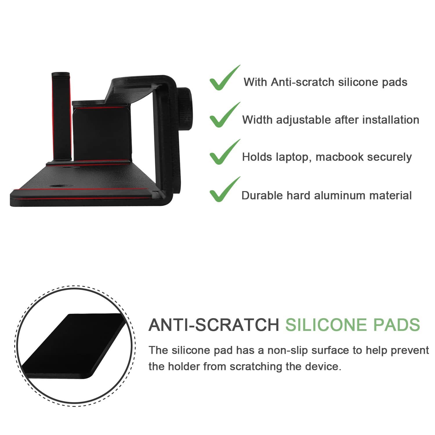 Ifcase Aluminum Wall Laptop Mount Holder For Macbook Air, Pro, Surface, Ipad, Tablets, Cell Phones With Headphone Hook, Anti Scr