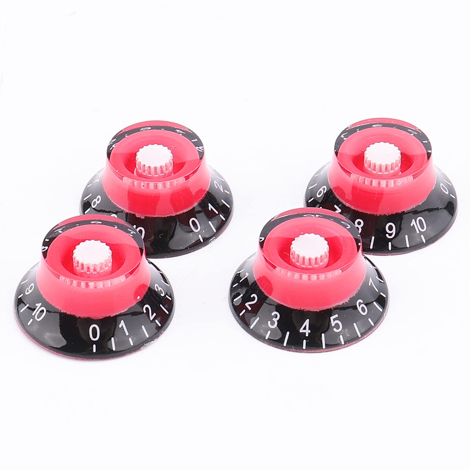 Swhmc Guitar Speed Dial Knobs Control Knobs For Les Paul Lp Guitar Pack Of 4, Black And Red