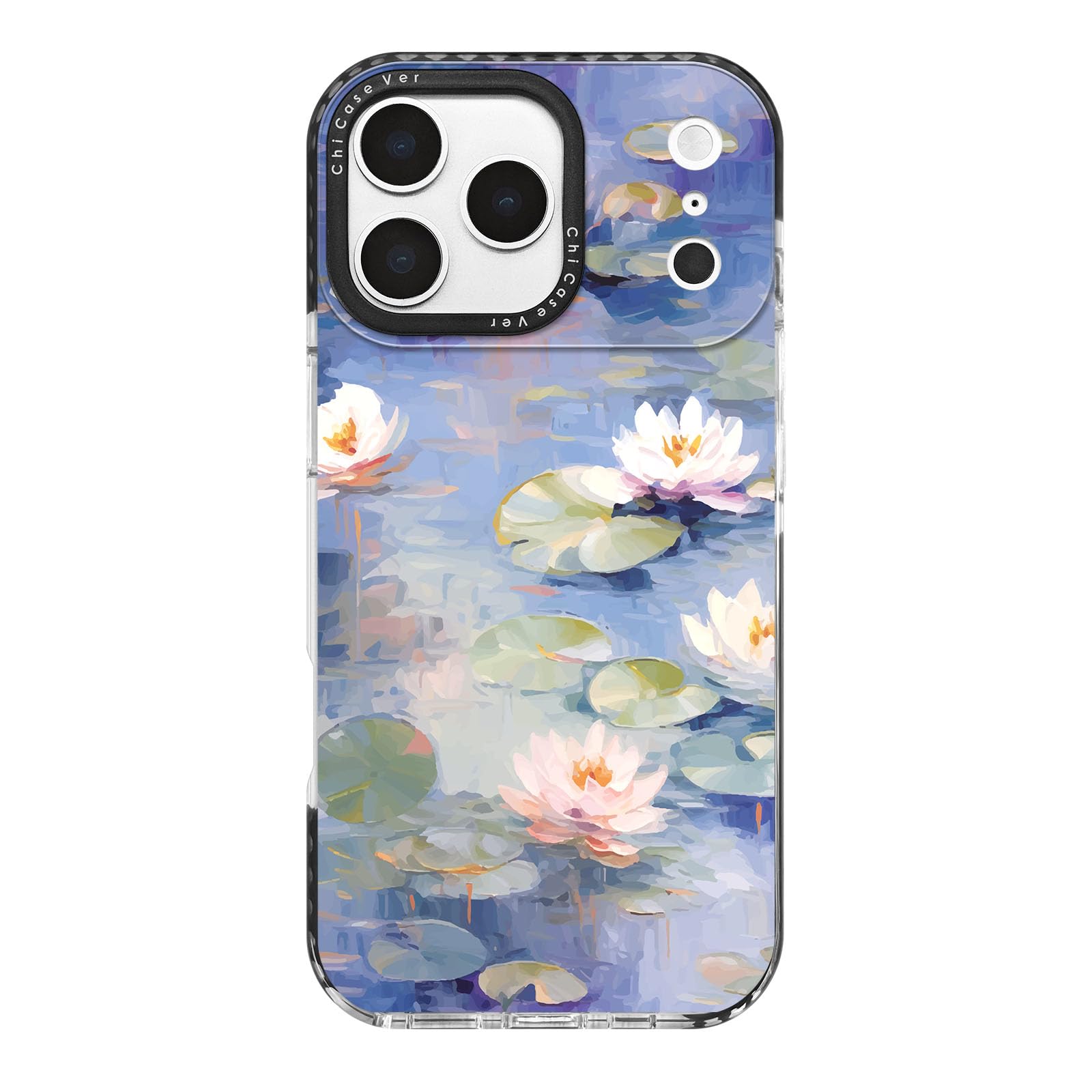 ChiCaseVer for iPhone 17 Pro Case, Watercolor Aesthetic Pond Floral, Elegant Water Lily Soft Slim TPU Compatible with MagSafe & 