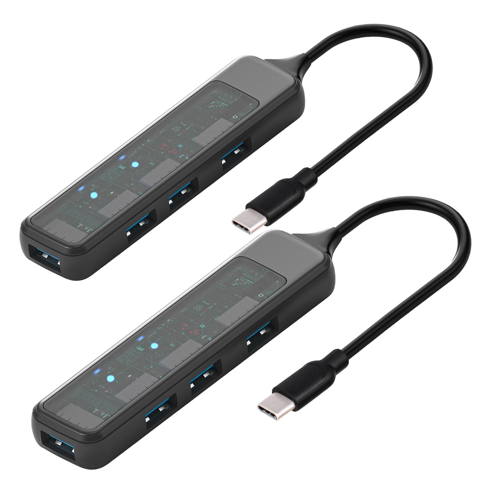 Xuangui Usb C To Usb Hub 4 Ports, Ultra Slim Portable Usb C Splitter With Usb 3.0 & 3 Usb 2.0 Ports Extender For C Port Laptop,