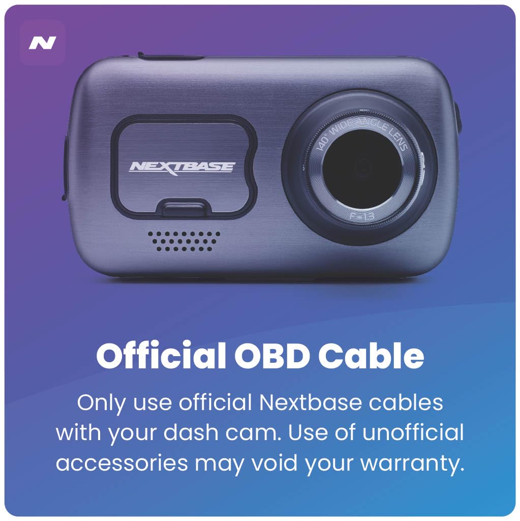Nextbase Series 2 Obd Power Cable For Dash Camera   Plug & Play Dash Cam Power Cord, Obd Usb Cable Compatible W/All Dash Cams (E