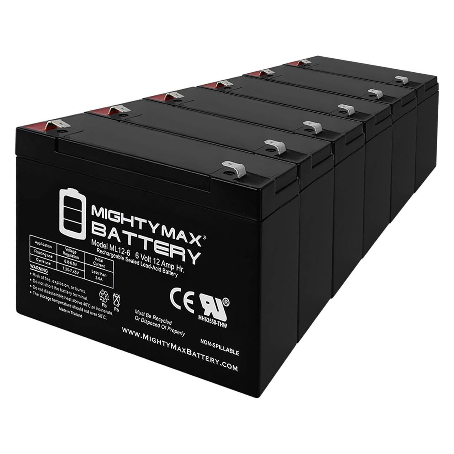 Mighty Max Battery 6V 12Ah F2 Sla Battery For Lithonia Emergency Exit Light   6 Pack